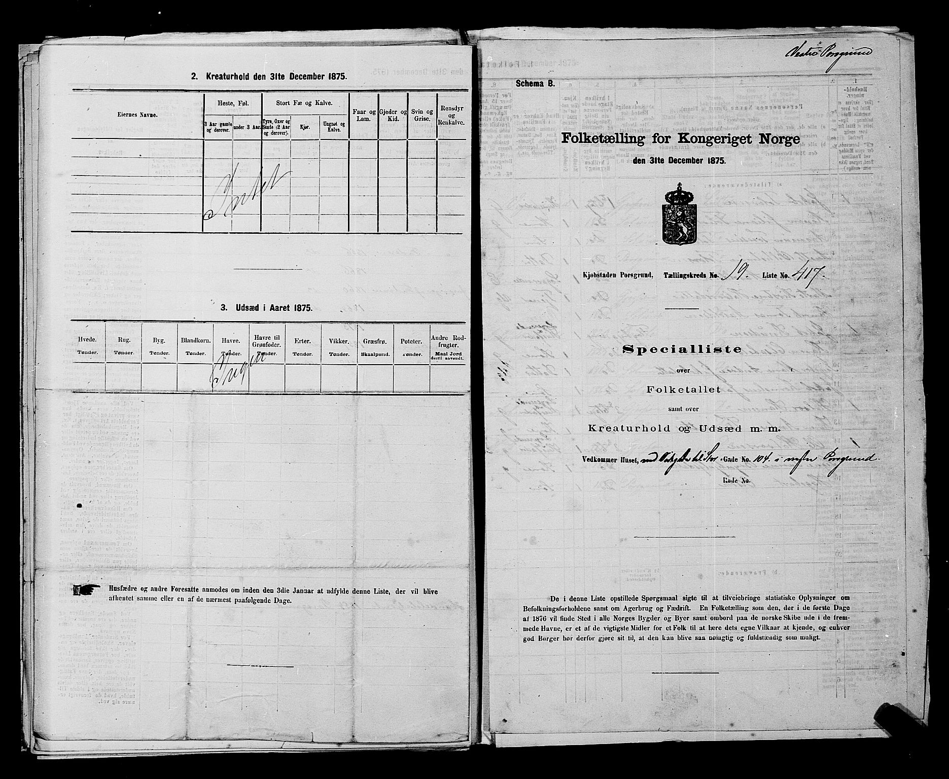 SAKO, 1875 census for 0805P Porsgrunn, 1875, p. 936