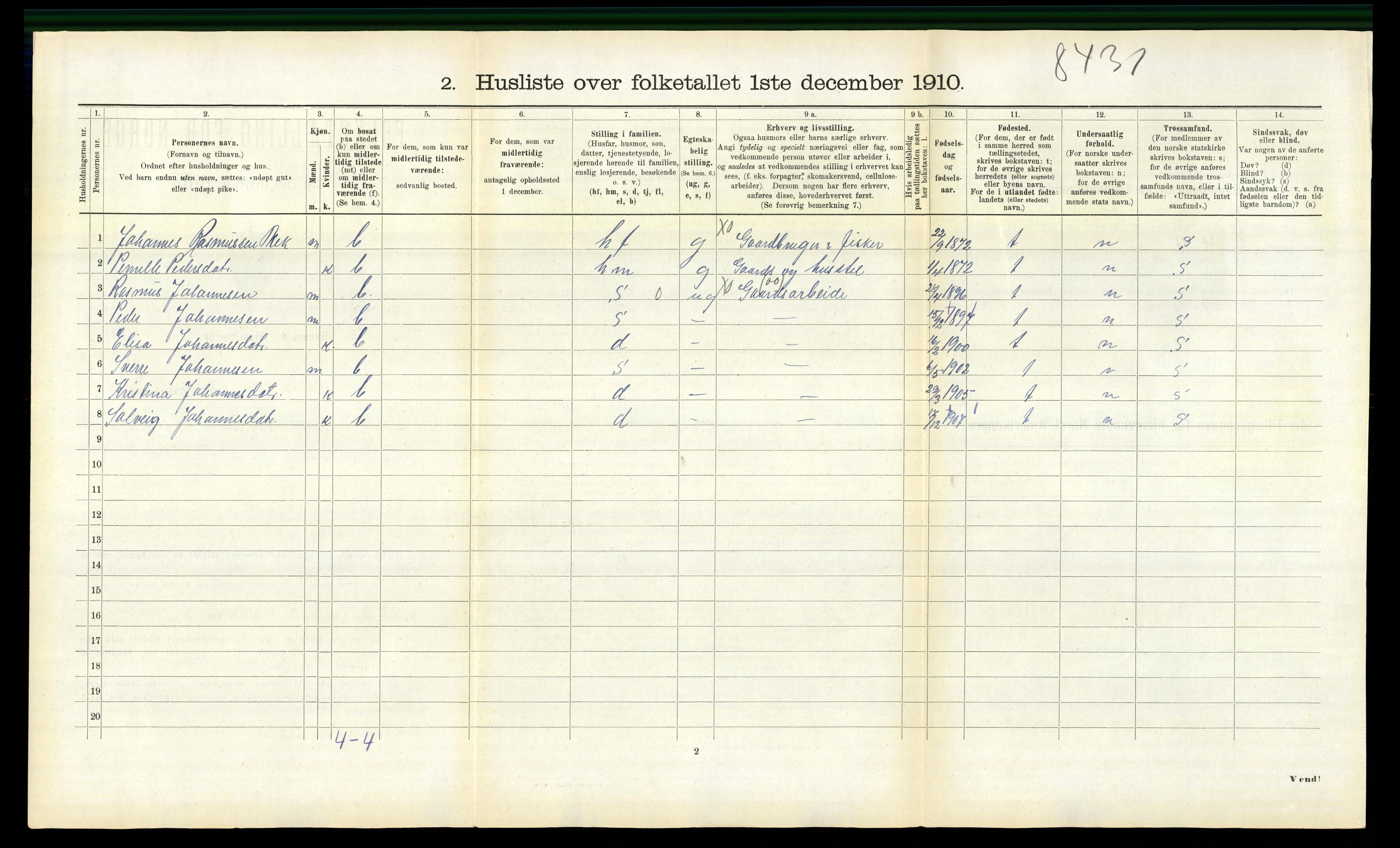 RA, 1910 census for Volda, 1910, p. 1177