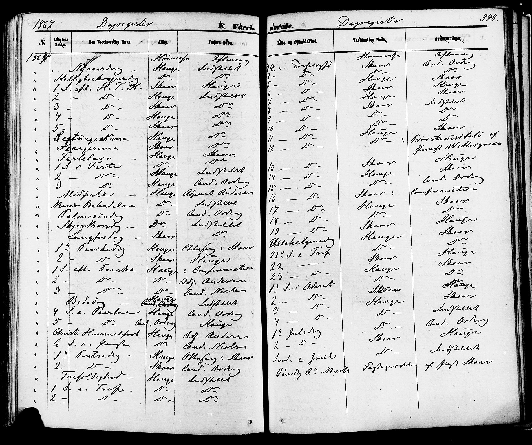 Skien kirkebøker, SAKO/A-302/F/Fa/L0008: Parish register (official) no. 8, 1866-1877, p. 348