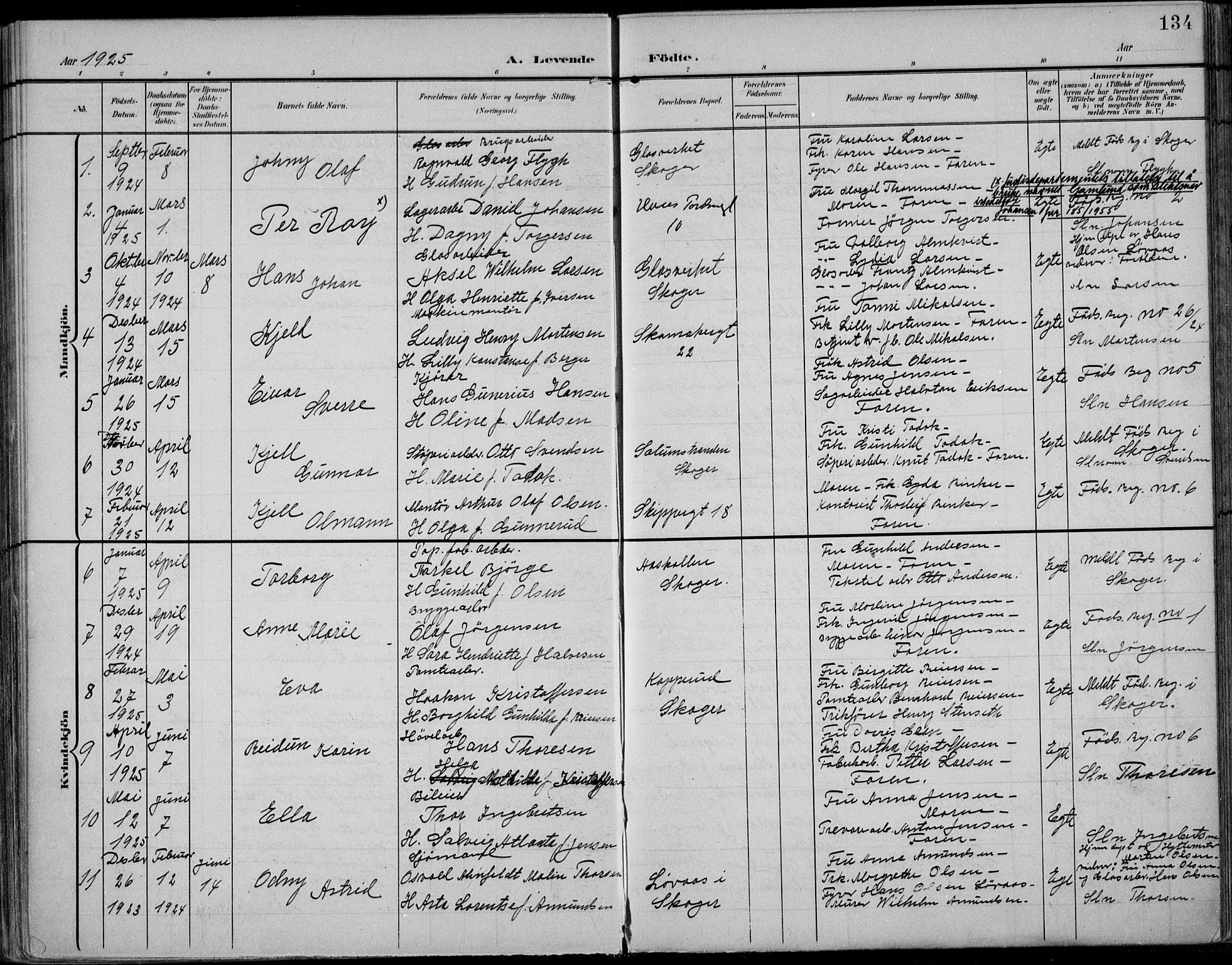 Strømsø kirkebøker, AV/SAKO-A-246/F/Fb/L0008: Parish register (official) no. II 8, 1902-1933, p. 134