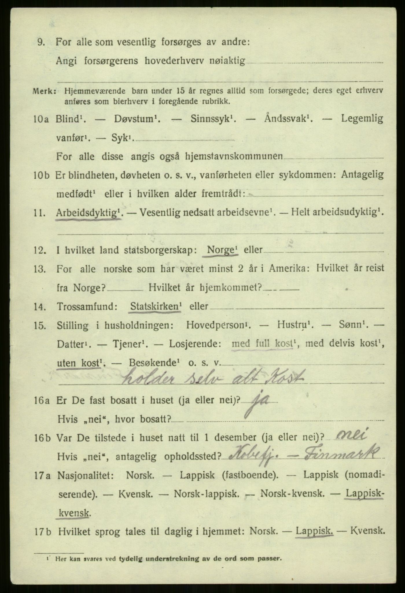 SATØ, 1920 census for Lyngen, 1920, p. 4020