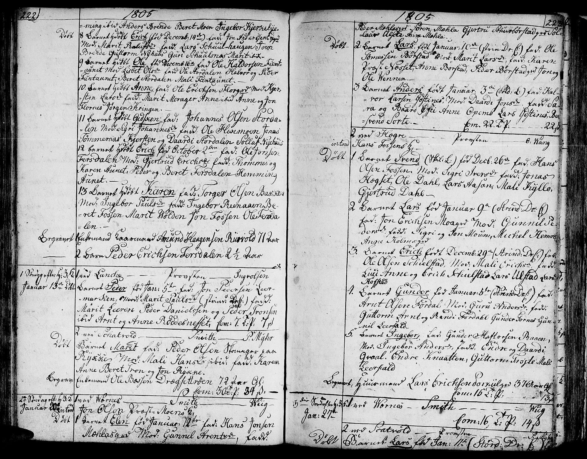 Ministerialprotokoller, klokkerbøker og fødselsregistre - Nord-Trøndelag, SAT/A-1458/709/L0060: Parish register (official) no. 709A07, 1797-1815, p. 222-223
