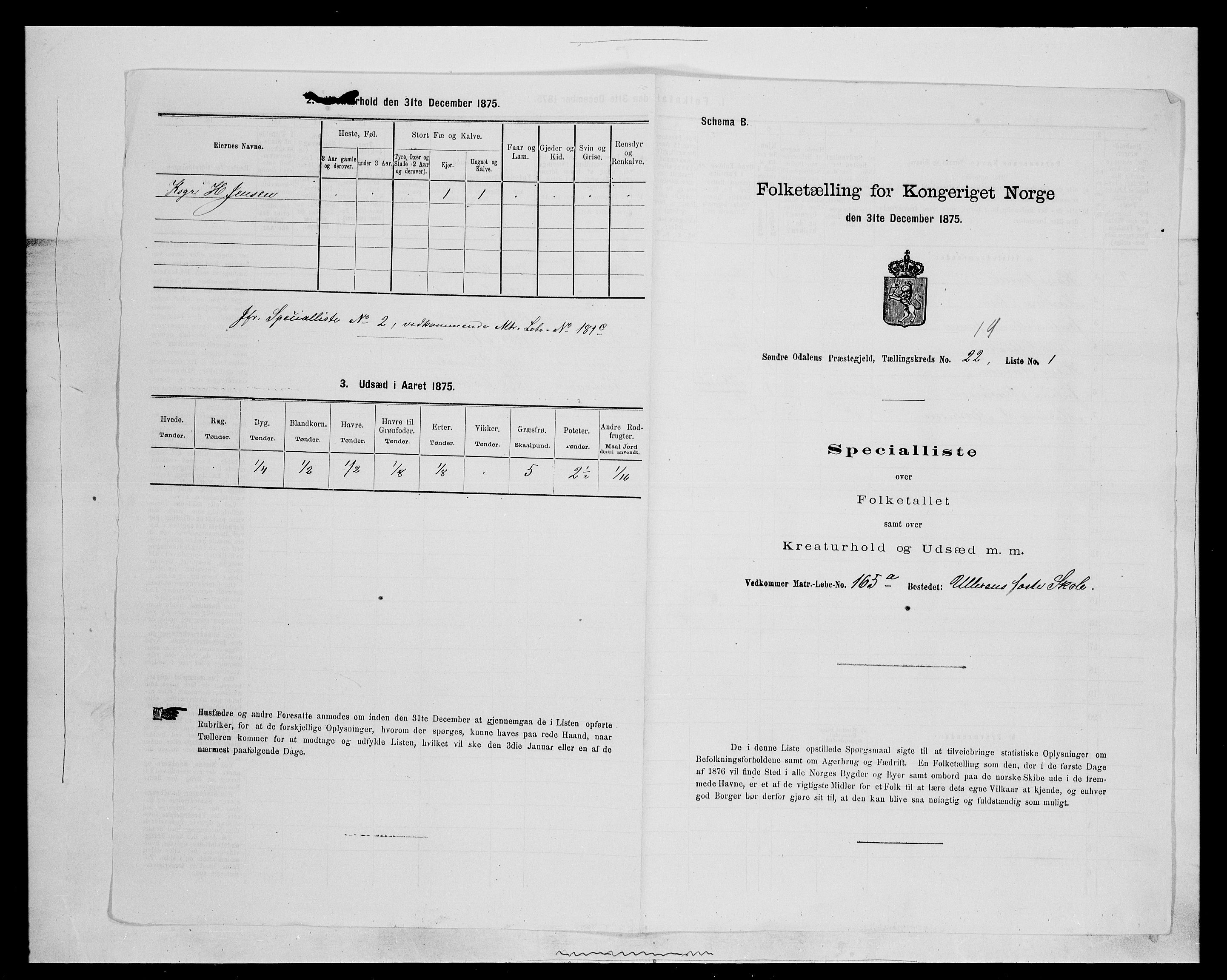 SAH, 1875 census for 0419P Sør-Odal, 1875, p. 1566