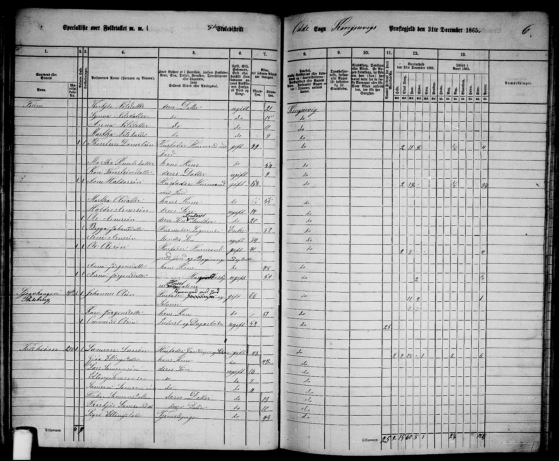 RA, 1865 census for Kinsarvik, 1865, p. 64