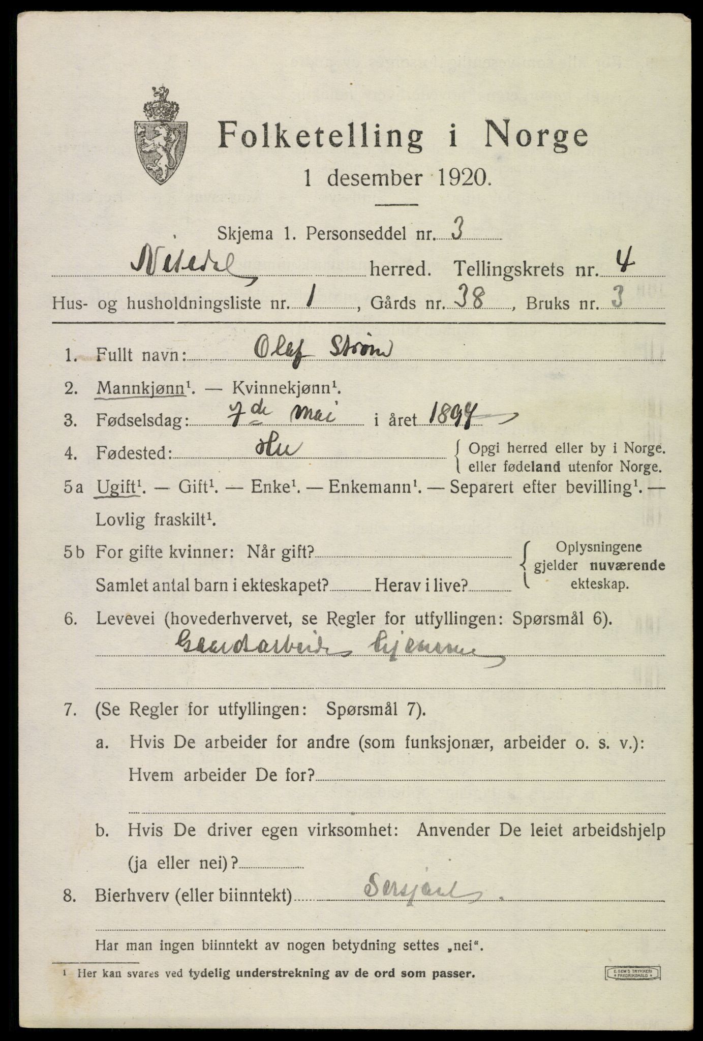 SAO, 1920 census for Nittedal, 1920, p. 5048