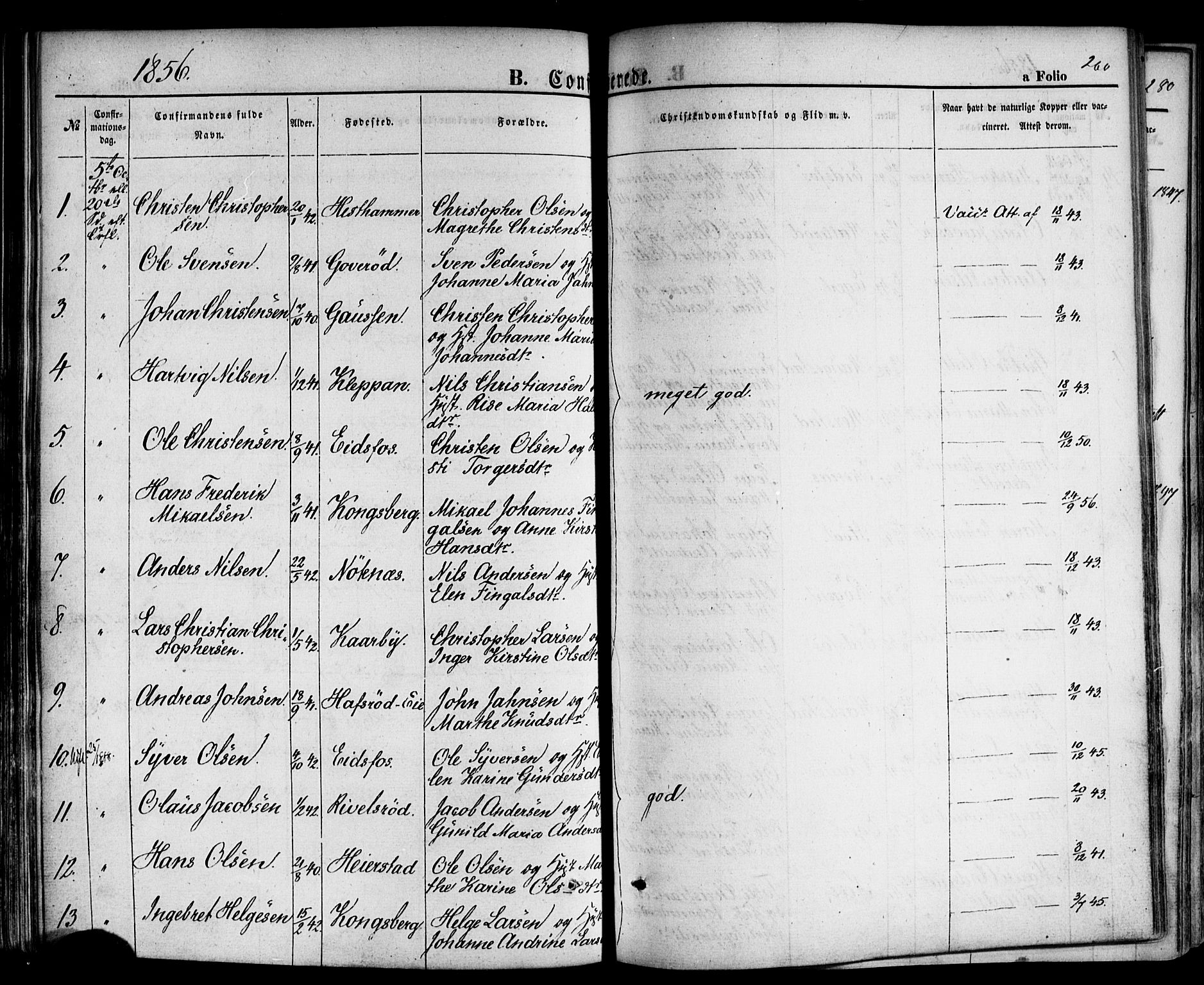 Hof kirkebøker, SAKO/A-64/F/Fa/L0006: Parish register (official) no. I 6, 1851-1877, p. 260