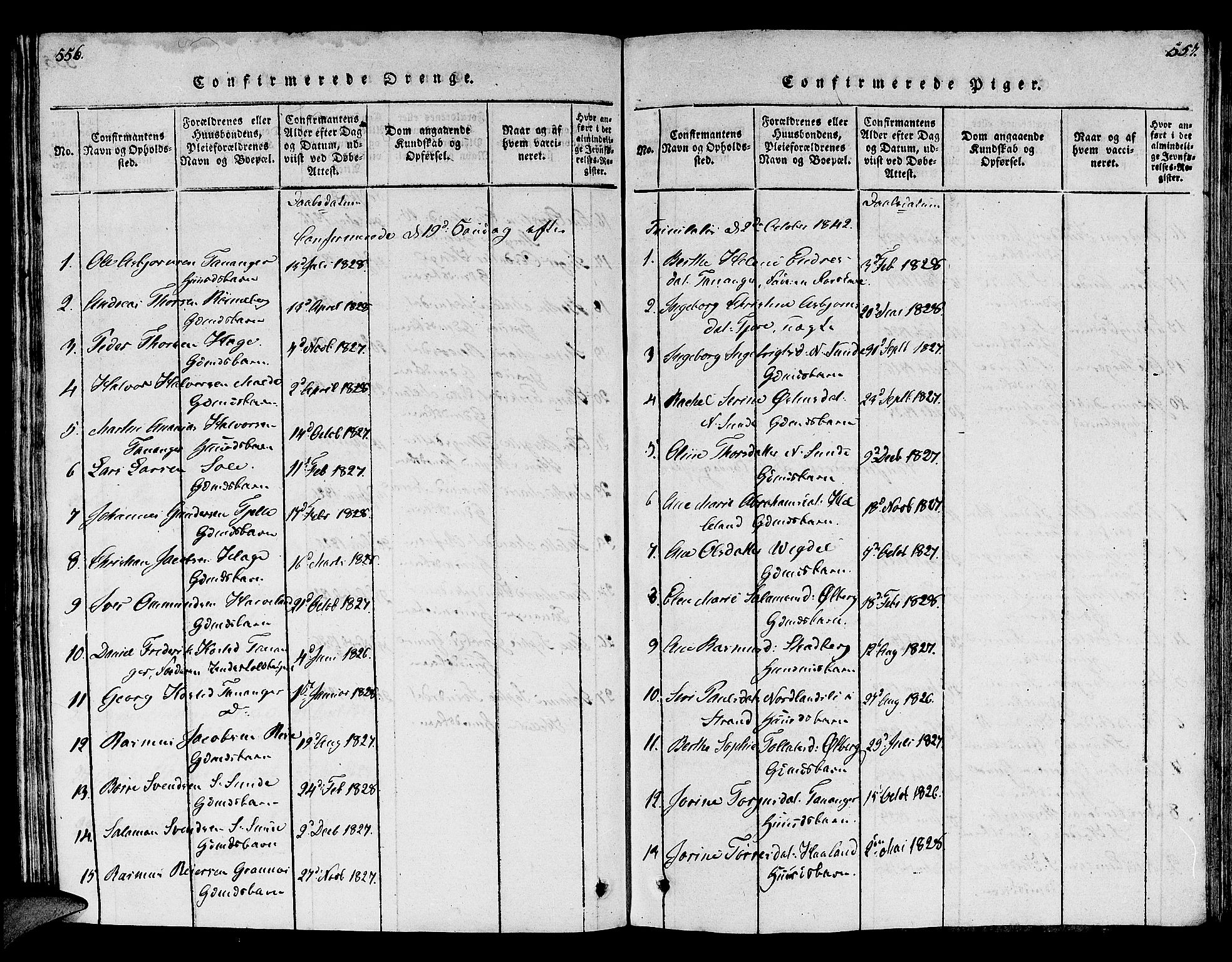 Håland sokneprestkontor, AV/SAST-A-101802/001/30BB/L0001: Parish register (copy) no. B 1, 1815-1845, p. 556-557