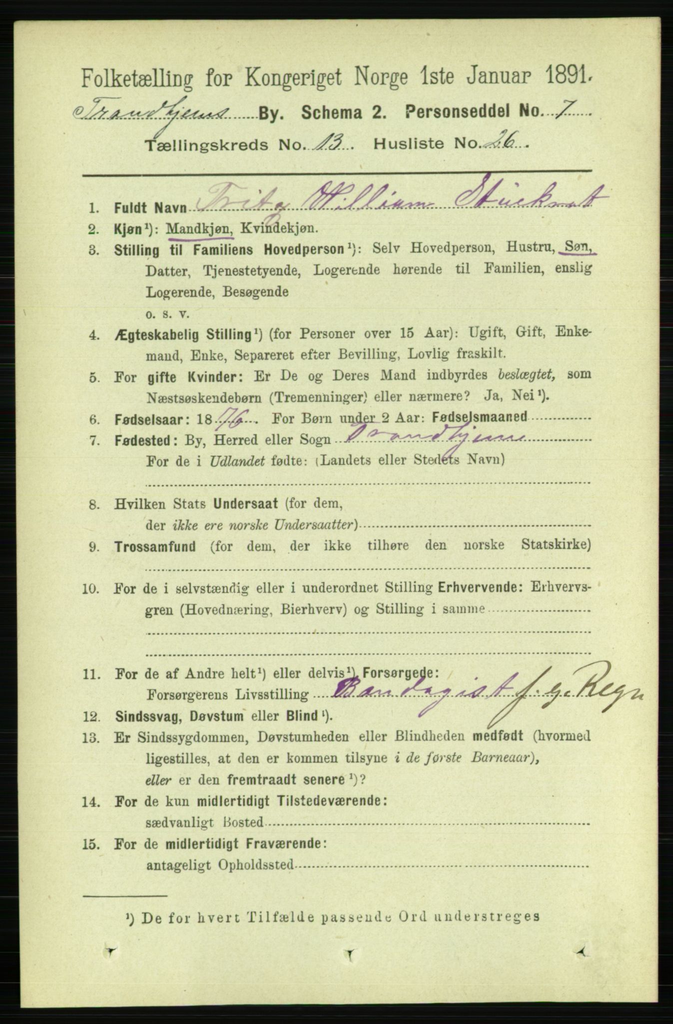 RA, 1891 census for 1601 Trondheim, 1891, p. 10496