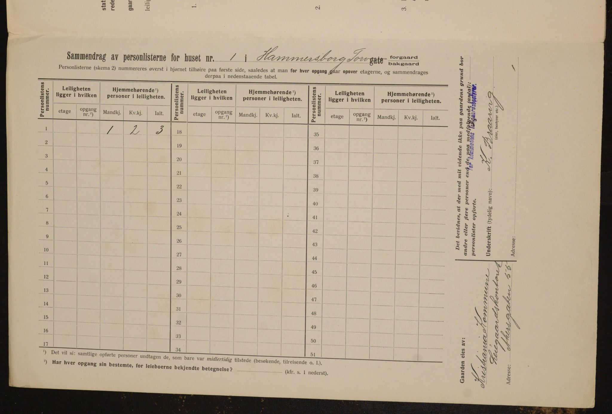 OBA, Municipal Census 1912 for Kristiania, 1912, p. 34355