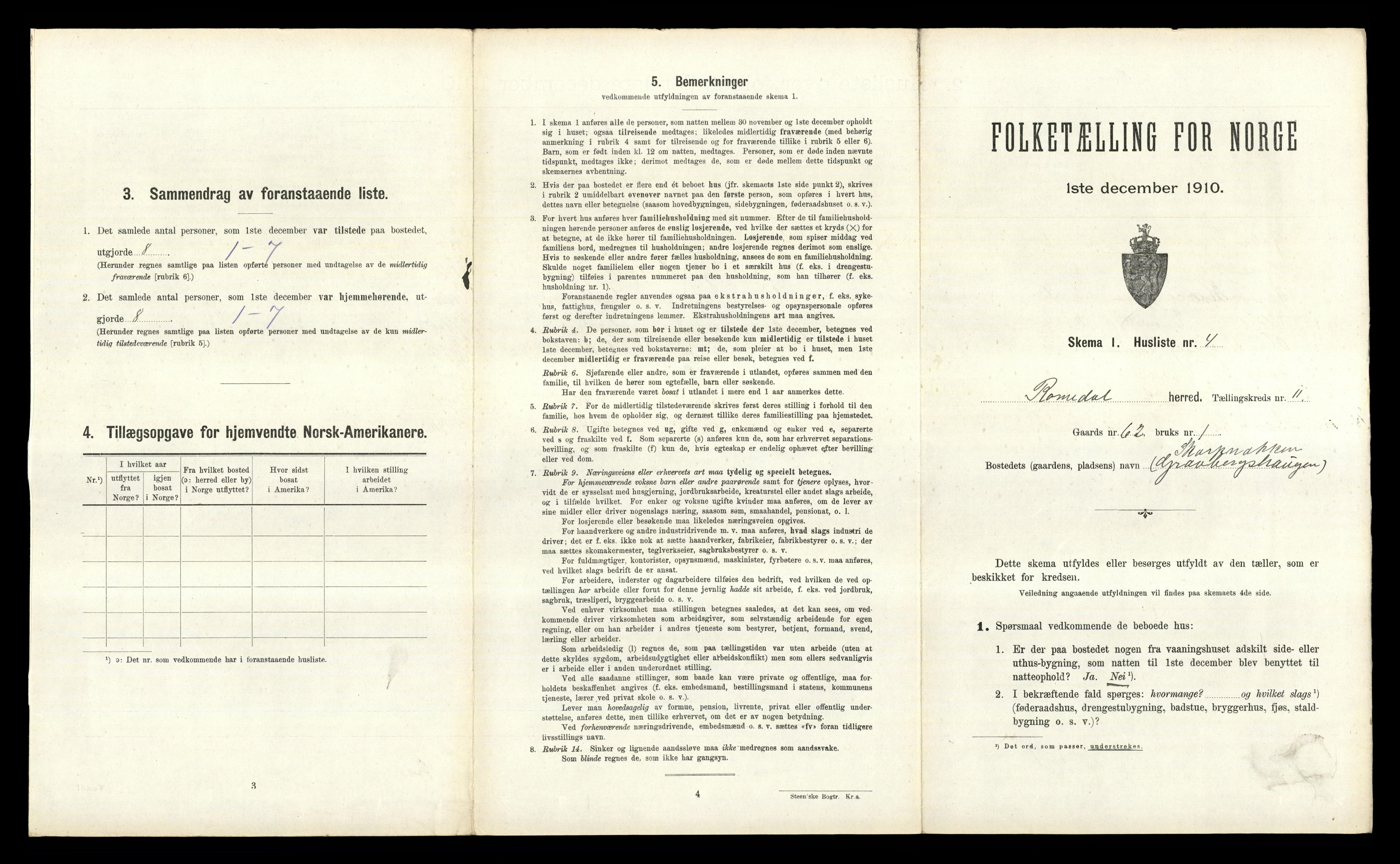 RA, 1910 census for Romedal, 1910, p. 1683