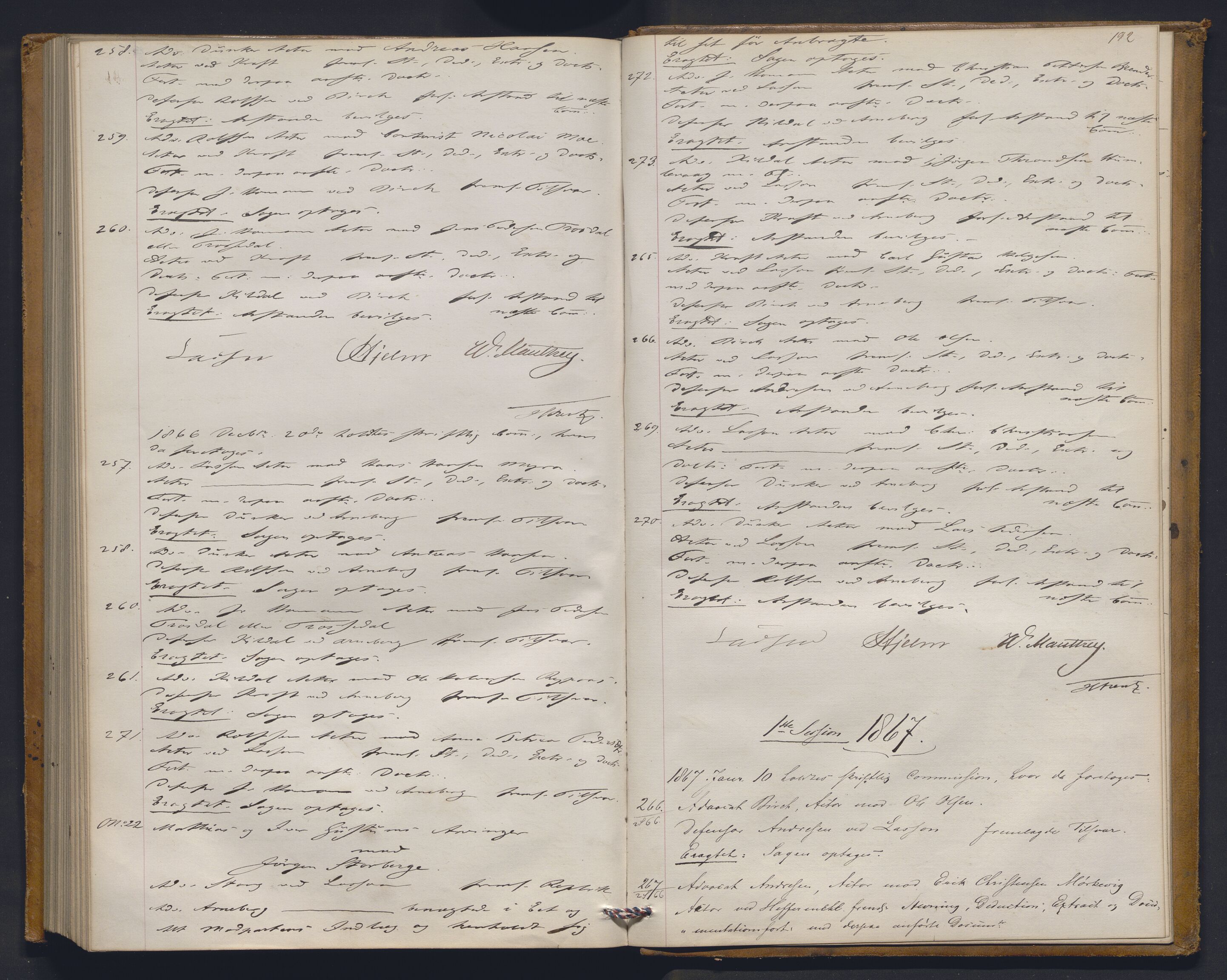 Høyesterett, AV/RA-S-1002/E/Ef/L0011: Protokoll over saker som gikk til skriftlig behandling, 1861-1867, p. 191b-192a