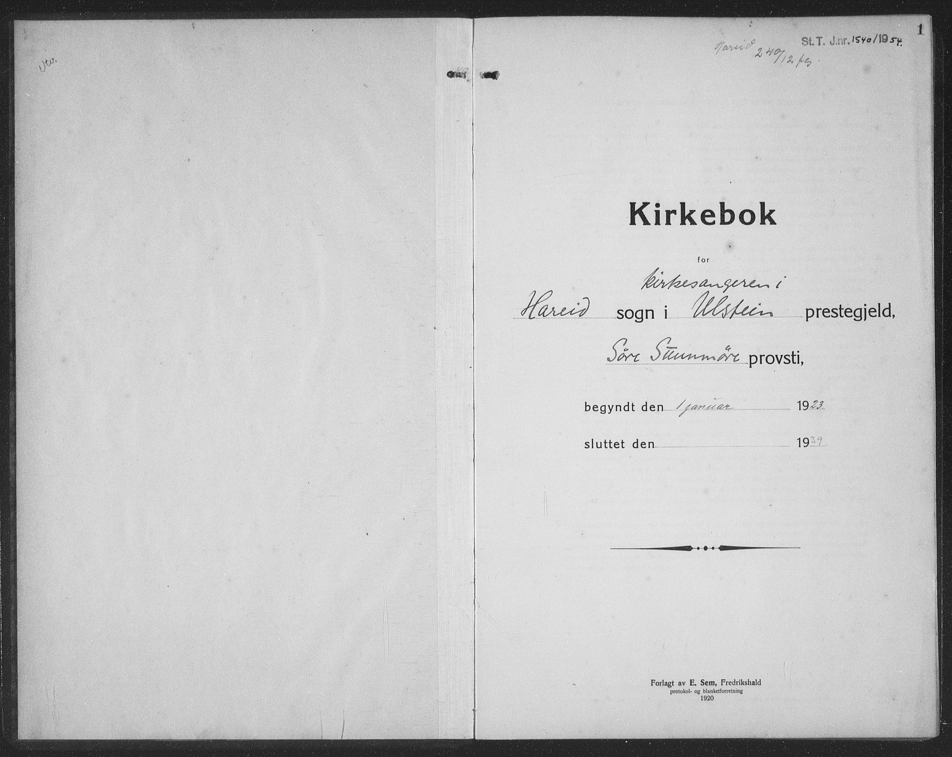Ministerialprotokoller, klokkerbøker og fødselsregistre - Møre og Romsdal, SAT/A-1454/510/L0127: Parish register (copy) no. 510C04, 1923-1939, p. 1