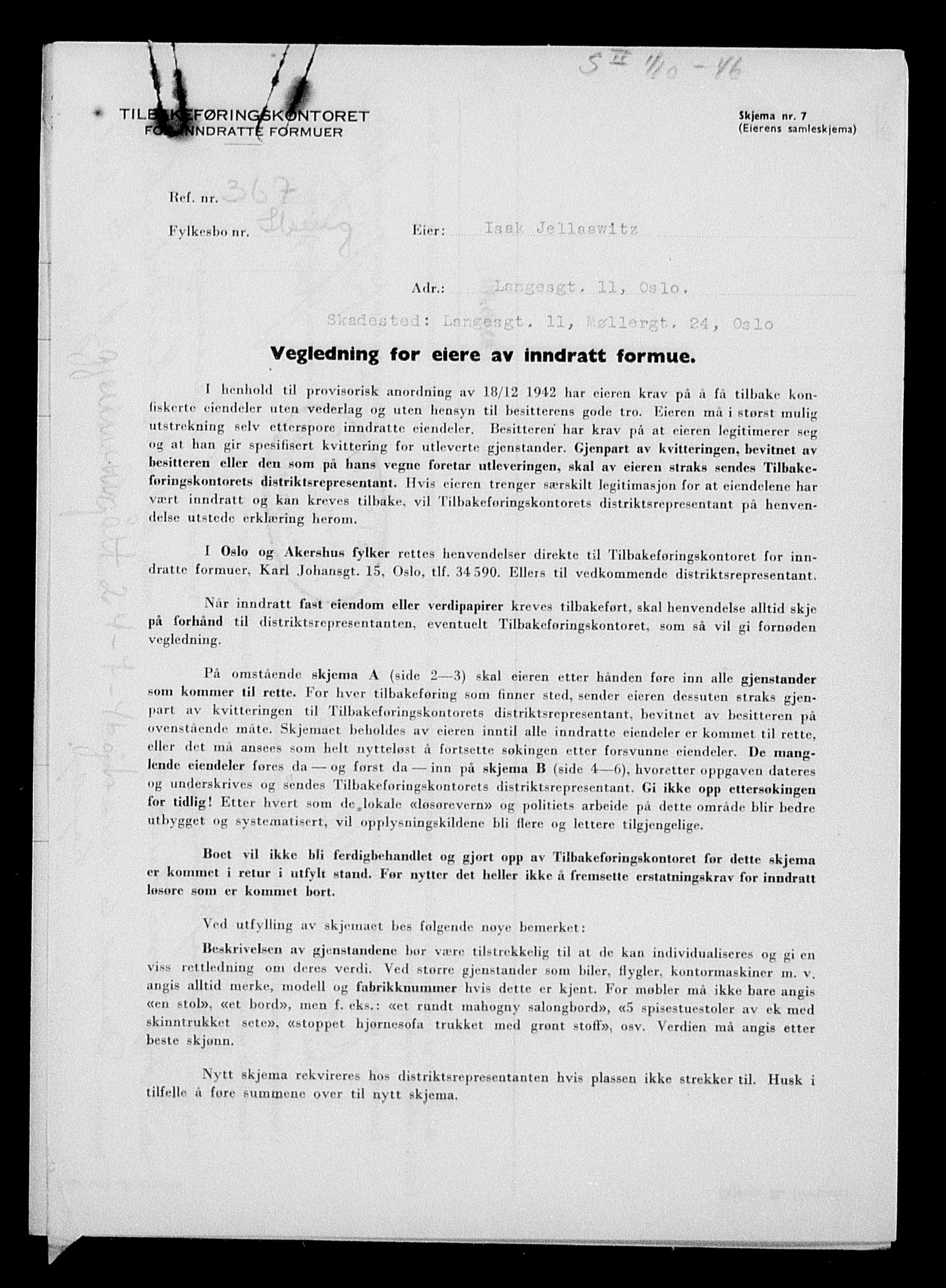 Justisdepartementet, Tilbakeføringskontoret for inndratte formuer, AV/RA-S-1564/H/Hc/Hcc/L0948: --, 1945-1947, p. 13
