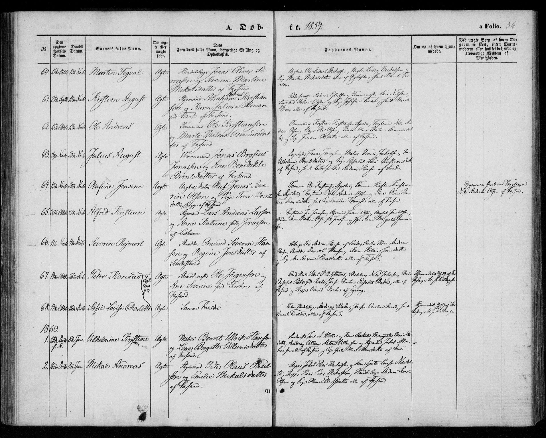 Farsund sokneprestkontor, AV/SAK-1111-0009/F/Fa/L0004: Parish register (official) no. A 4, 1847-1863, p. 56