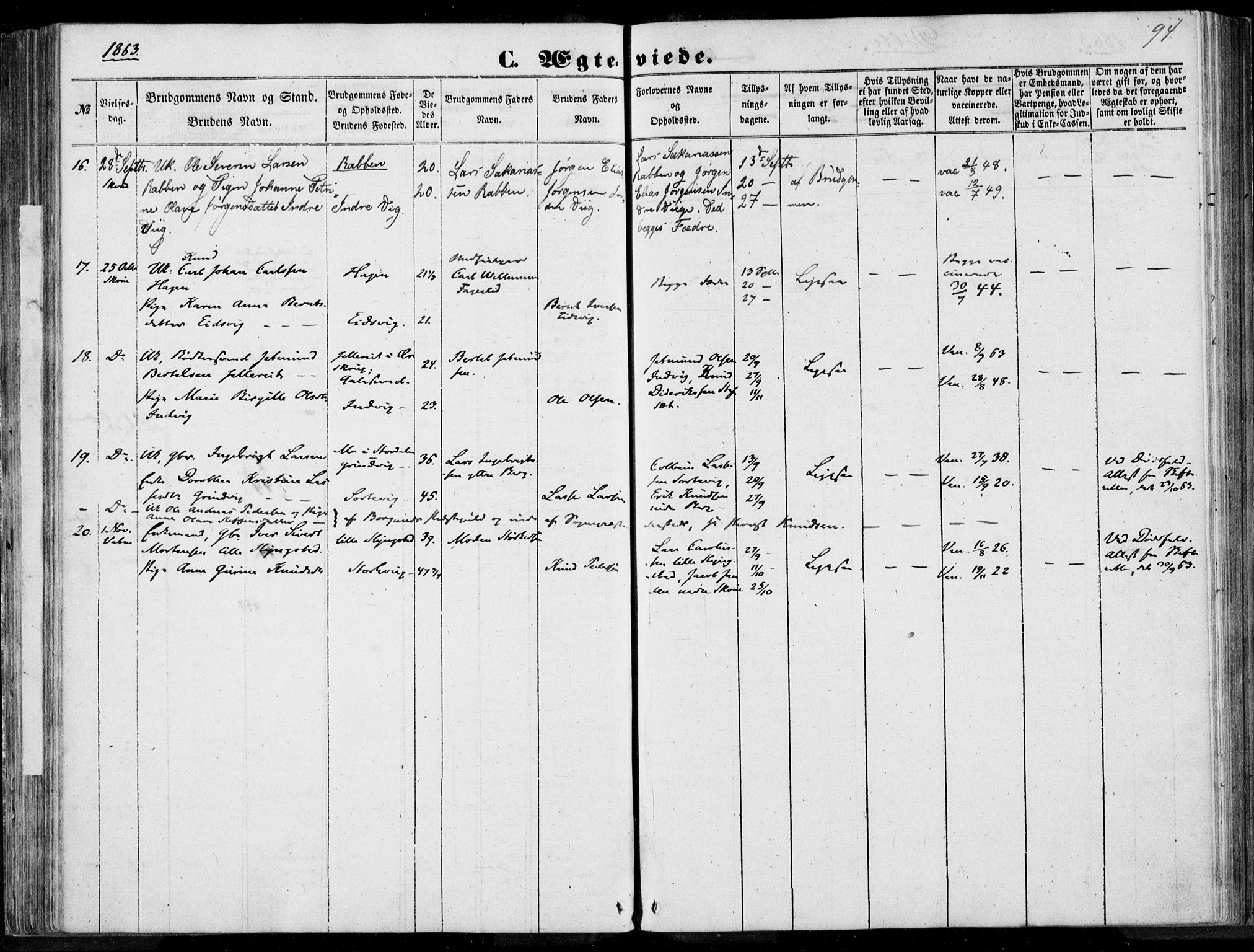 Ministerialprotokoller, klokkerbøker og fødselsregistre - Møre og Romsdal, AV/SAT-A-1454/524/L0354: Parish register (official) no. 524A06, 1857-1863, p. 94