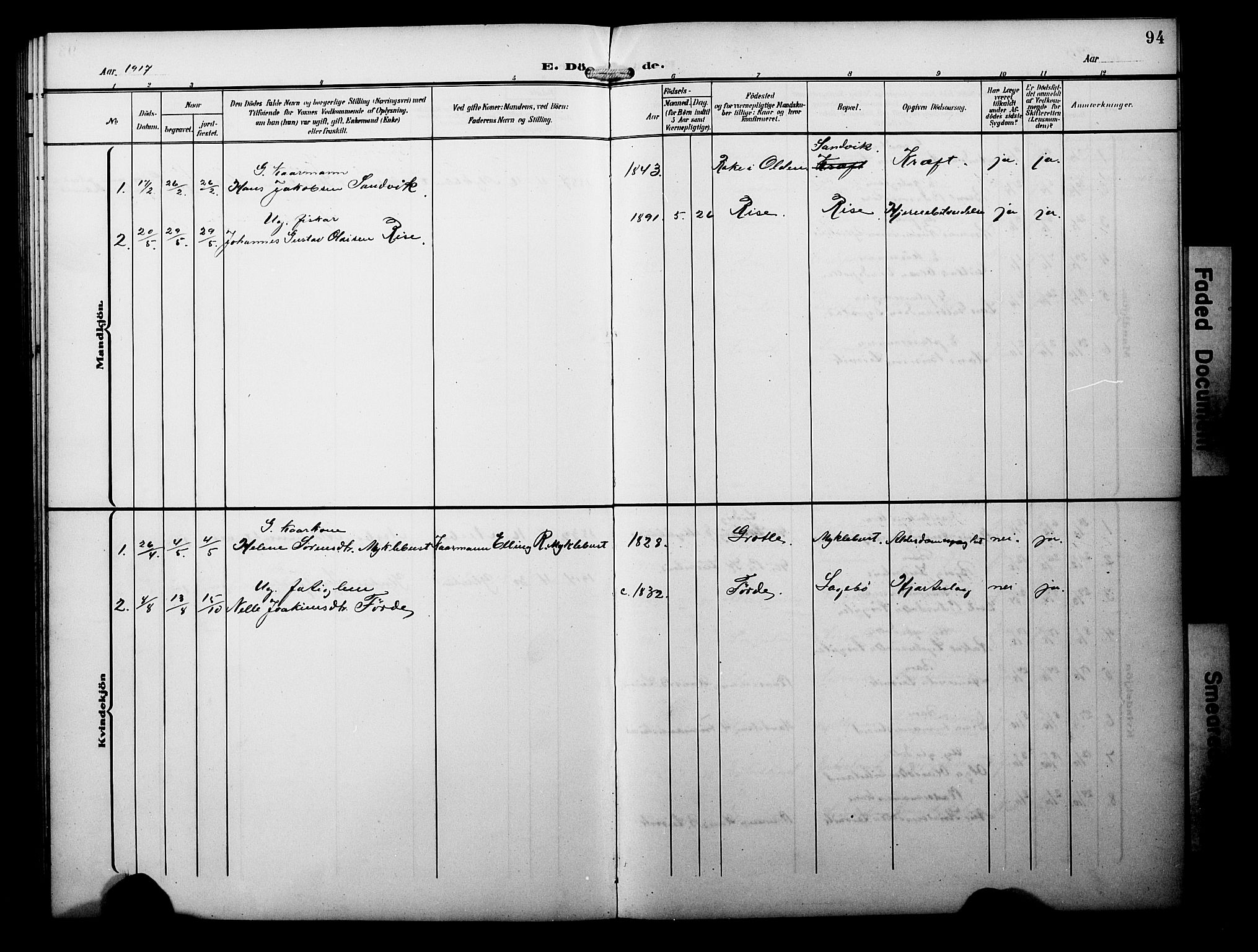 Davik sokneprestembete, AV/SAB-A-79701/H/Hab/Habb/L0001: Parish register (copy) no. B 1, 1903-1928, p. 94