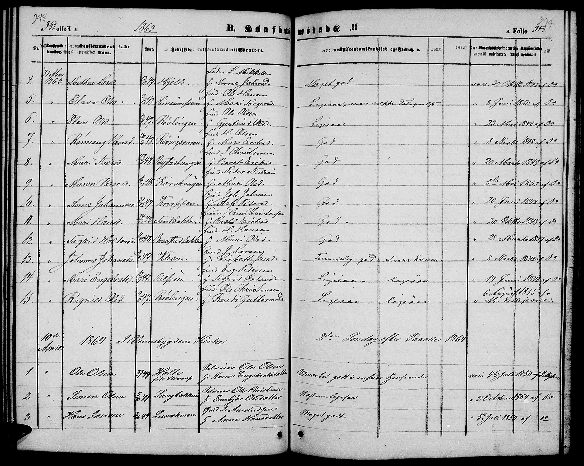 Ringebu prestekontor, SAH/PREST-082/H/Ha/Hab/L0003: Parish register (copy) no. 3, 1854-1866, p. 348-349
