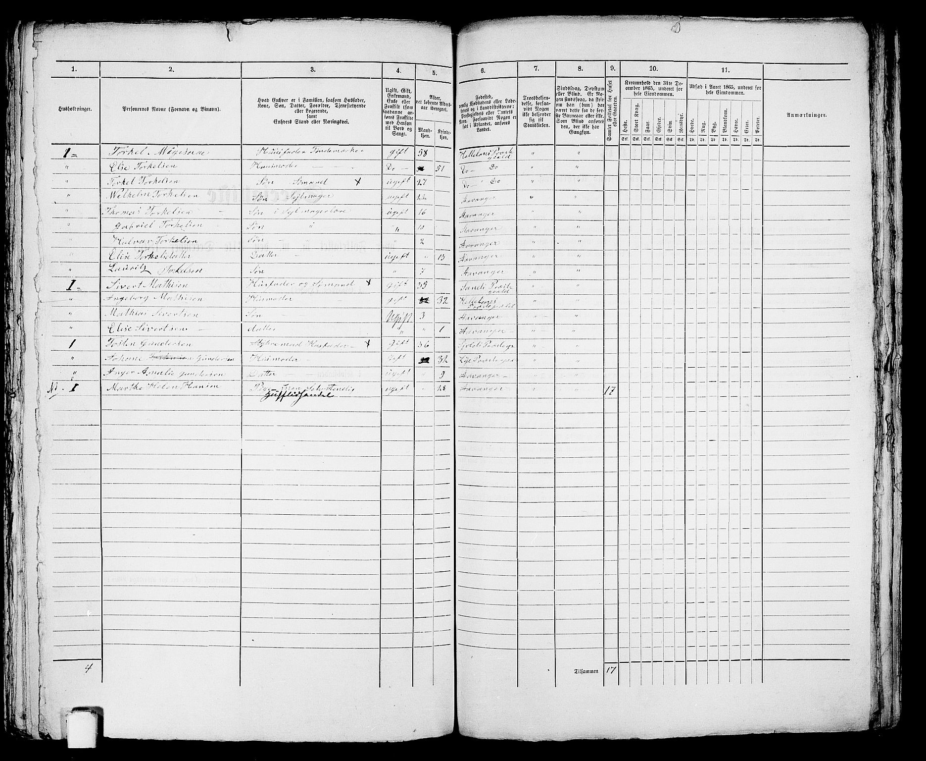 RA, 1865 census for Stavanger, 1865, p. 2390