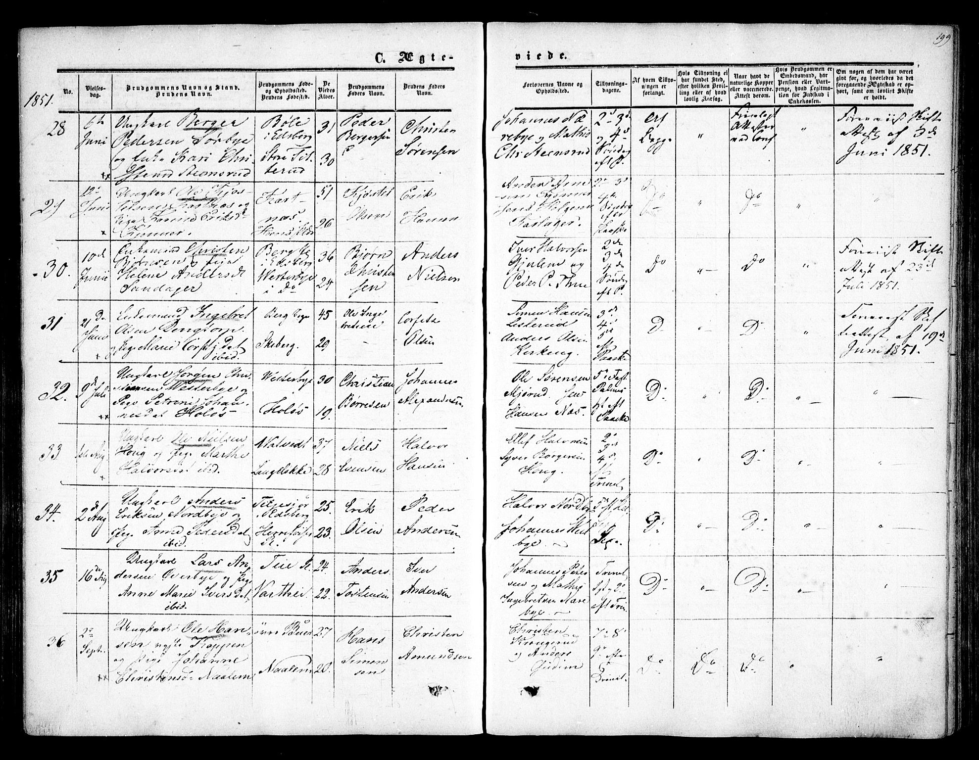 Rakkestad prestekontor Kirkebøker, AV/SAO-A-2008/F/Fa/L0009: Parish register (official) no. I 9, 1850-1856, p. 199