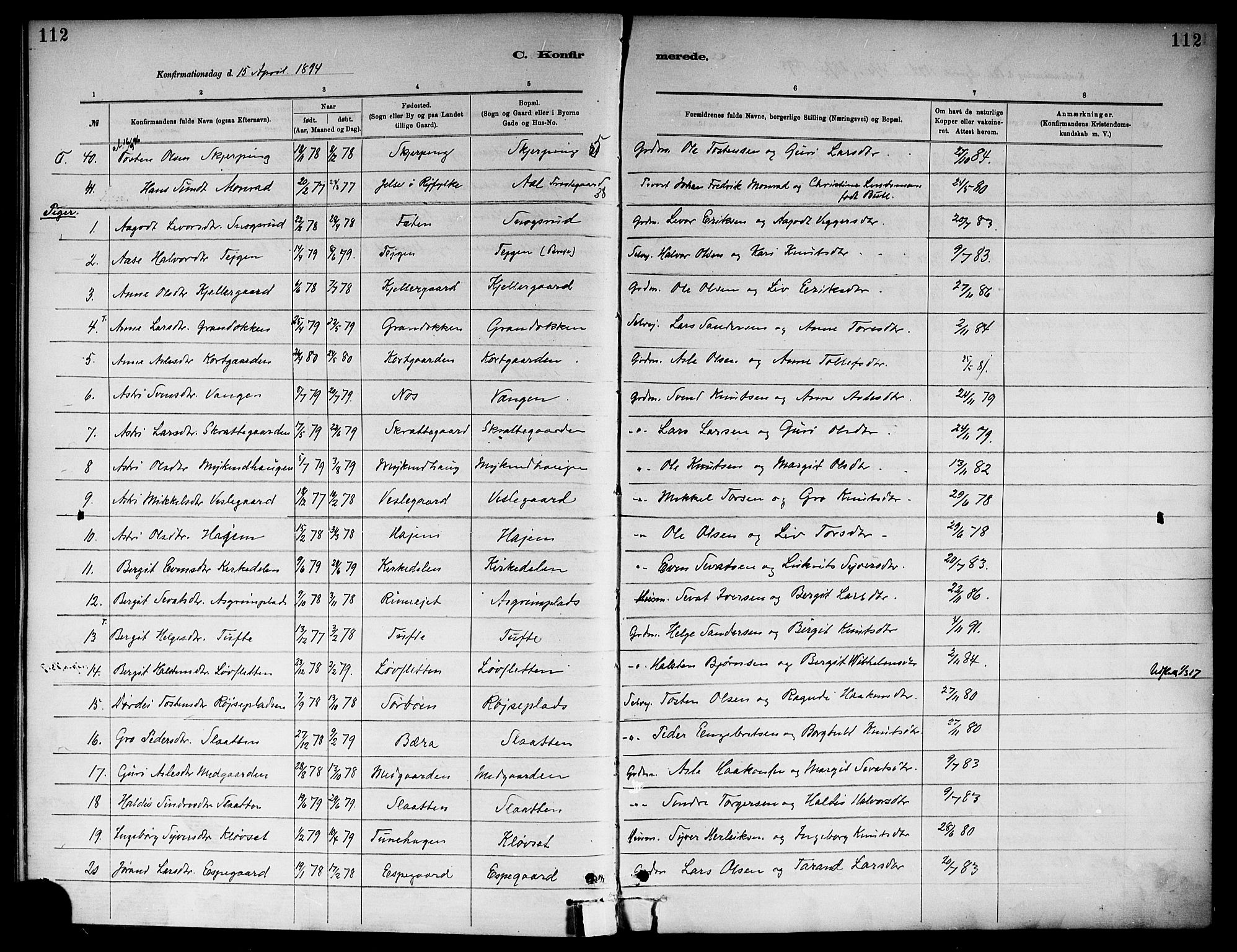 Ål kirkebøker, SAKO/A-249/F/Fa/L0008: Parish register (official) no. I 8, 1882-1896, p. 112