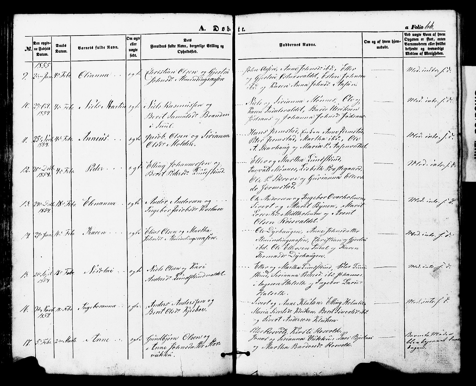 Ministerialprotokoller, klokkerbøker og fødselsregistre - Nord-Trøndelag, SAT/A-1458/724/L0268: Parish register (copy) no. 724C04, 1846-1878, p. 66