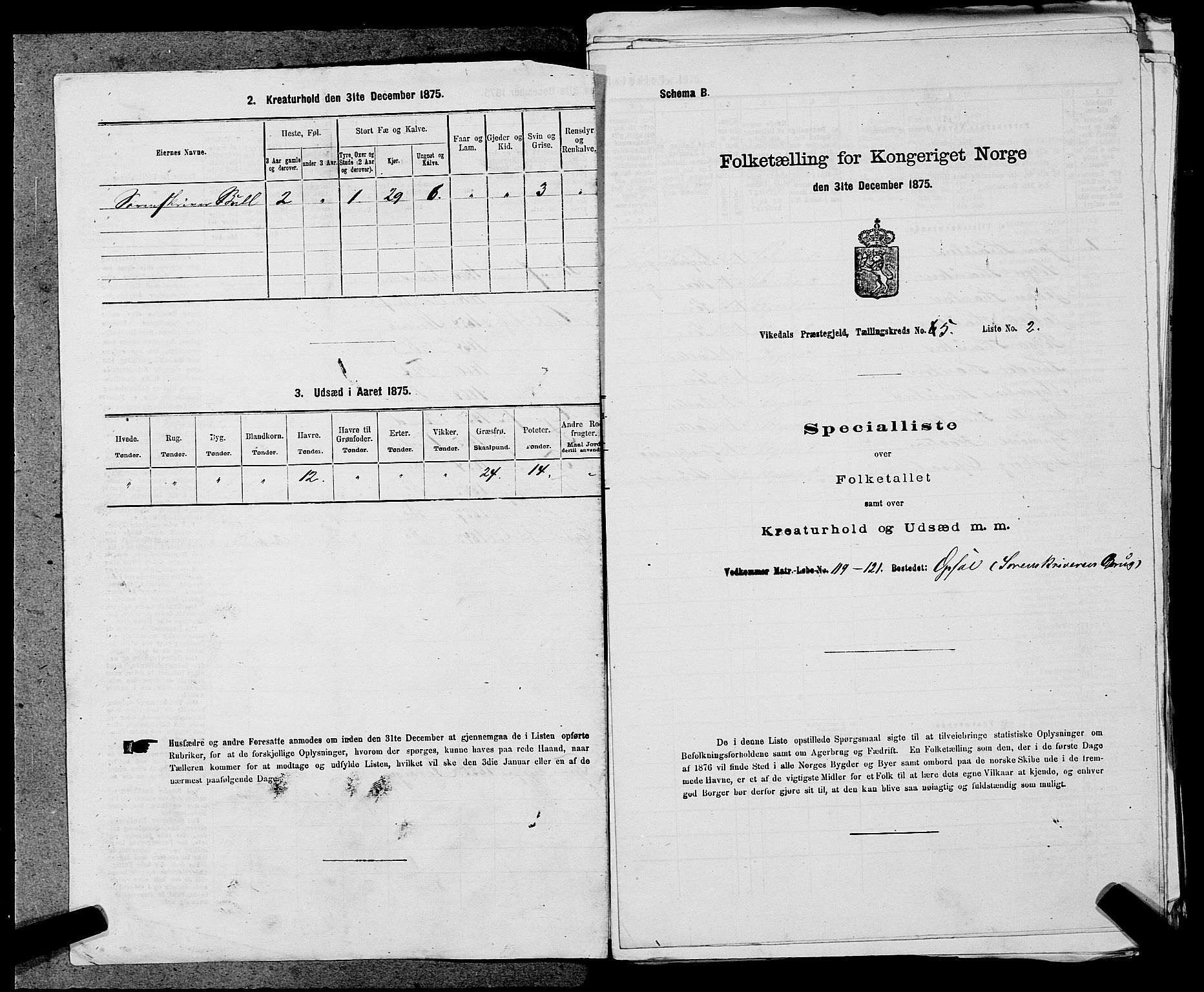 SAST, 1875 census for 1157P Vikedal, 1875, p. 537