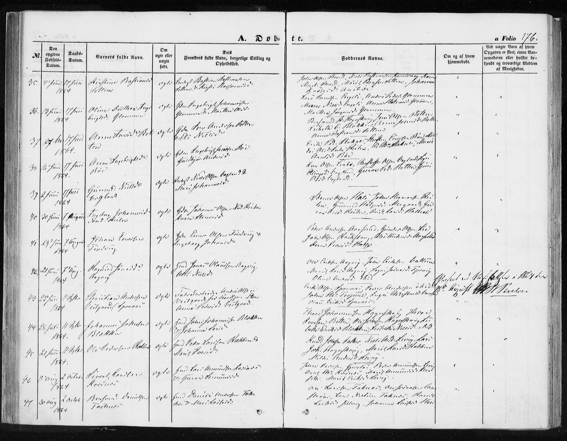 Ministerialprotokoller, klokkerbøker og fødselsregistre - Møre og Romsdal, SAT/A-1454/576/L0883: Parish register (official) no. 576A01, 1849-1865, p. 176