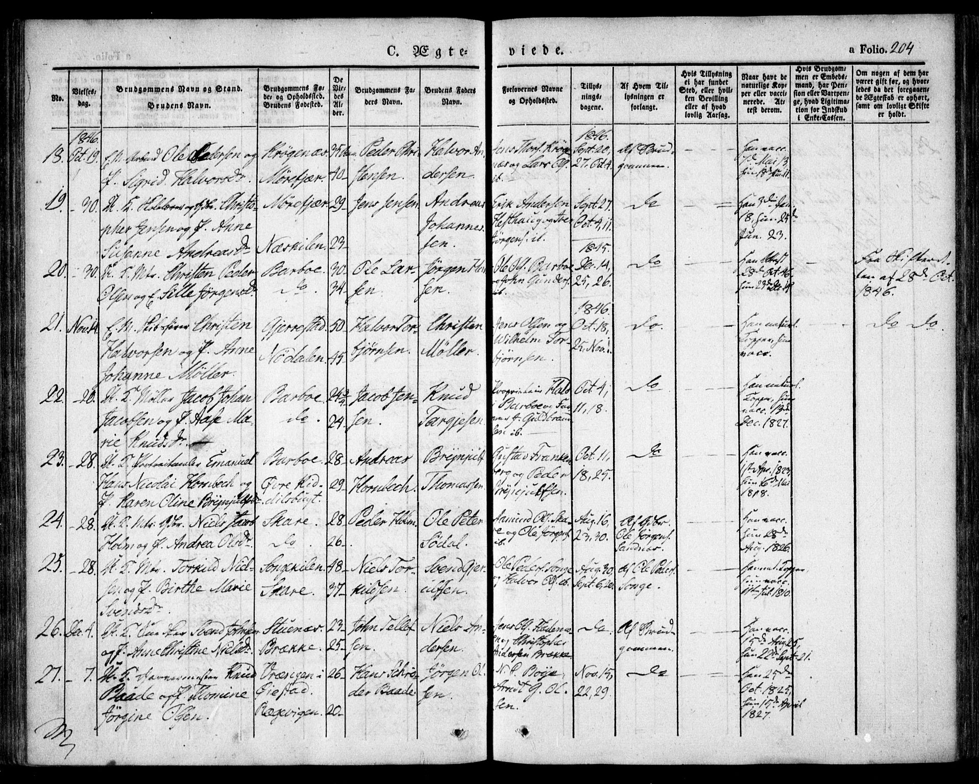 Tromøy sokneprestkontor, AV/SAK-1111-0041/F/Fa/L0004: Parish register (official) no. A 4, 1837-1846, p. 204