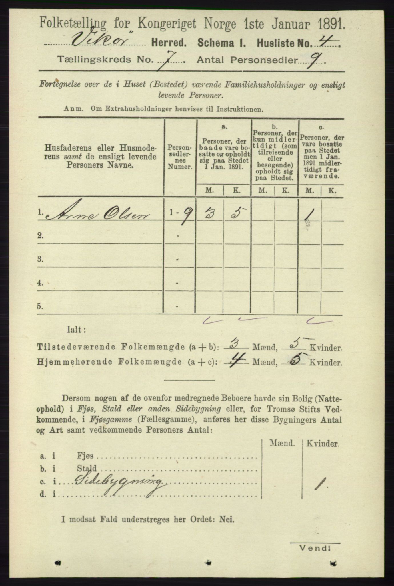 RA, 1891 census for 1238 Vikør, 1891, p. 2203