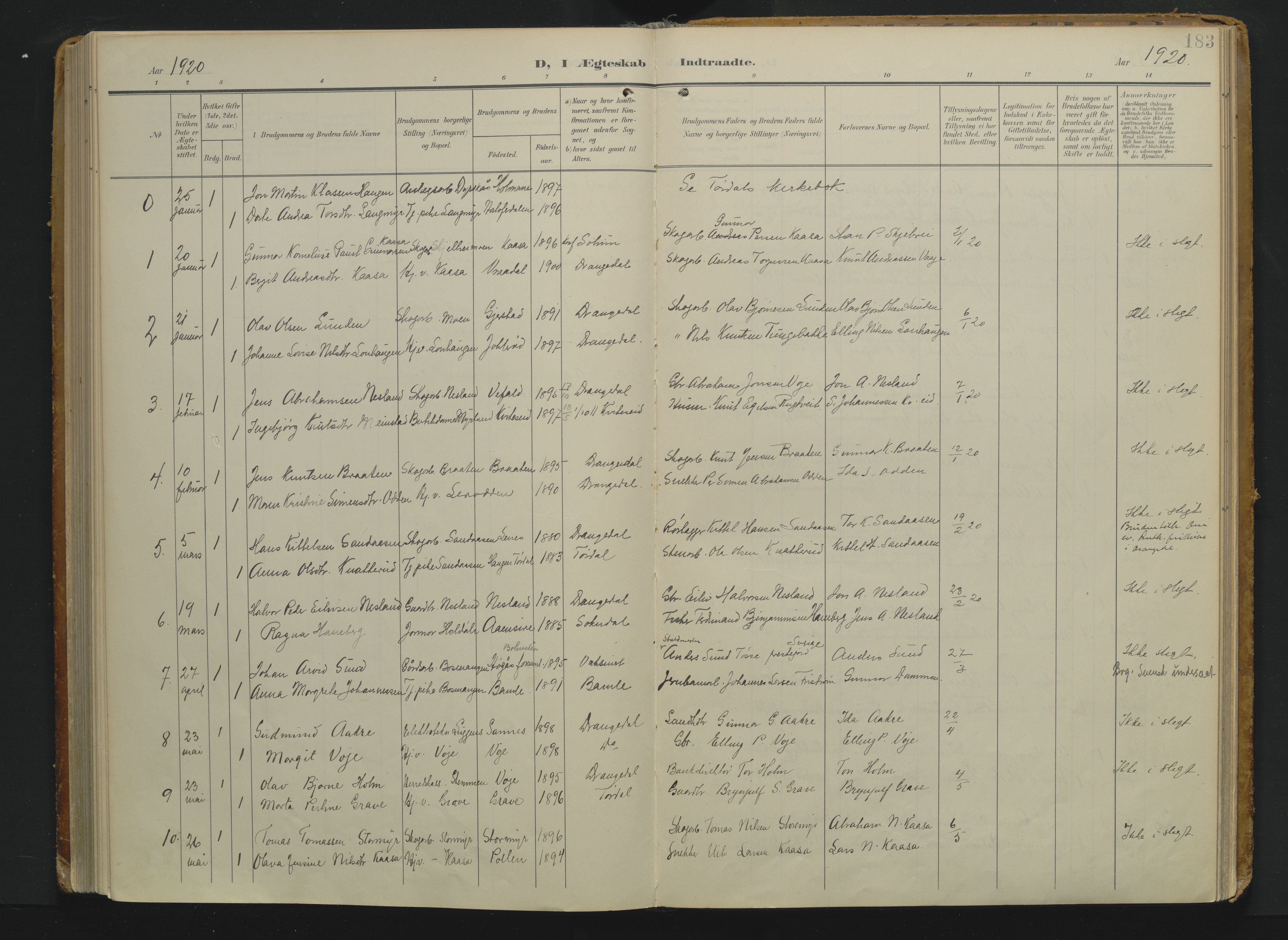 Drangedal kirkebøker, AV/SAKO-A-258/F/Fa/L0014: Parish register (official) no. 14, 1906-1920, p. 183
