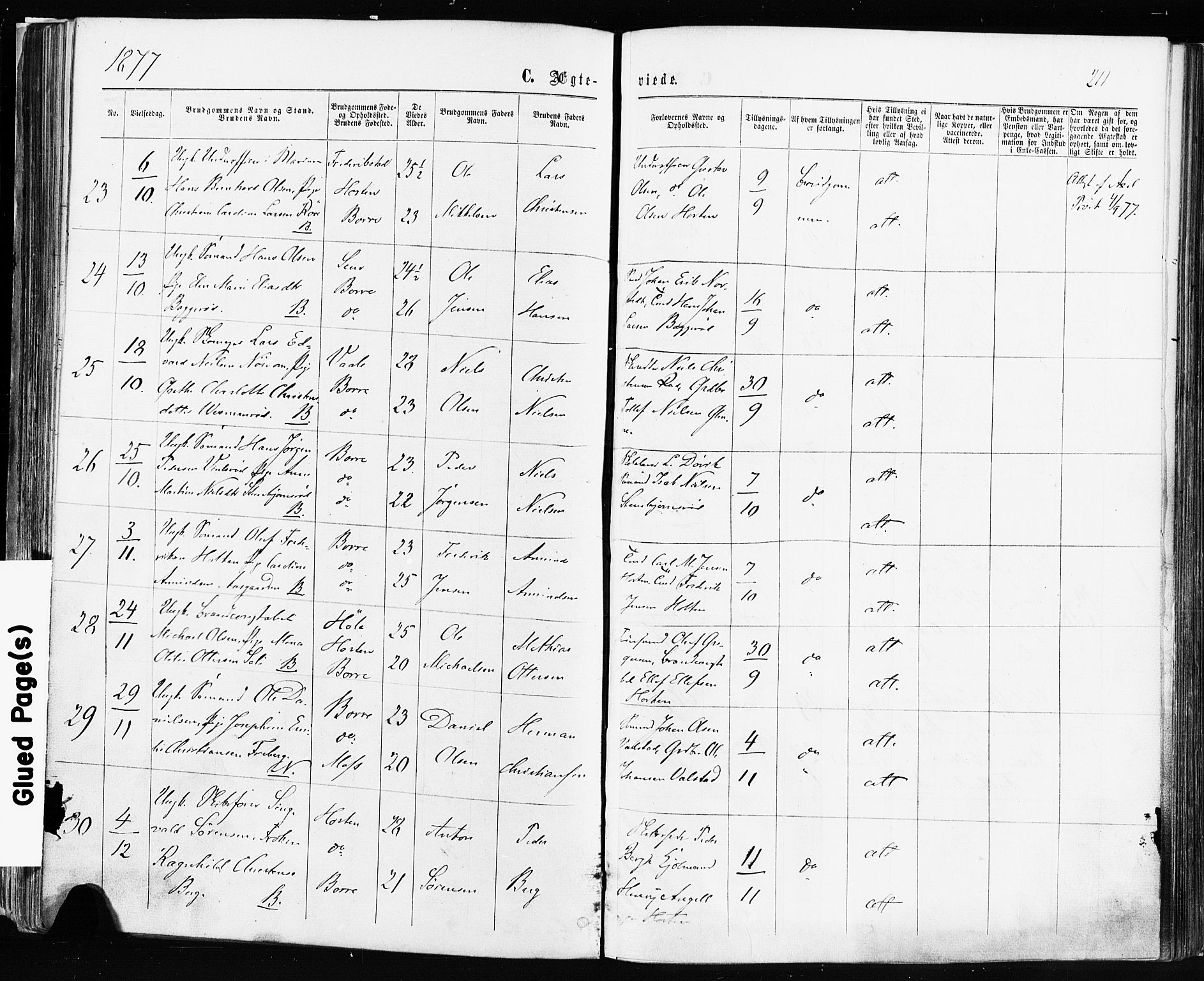 Borre kirkebøker, AV/SAKO-A-338/F/Fa/L0008: Parish register (official) no. I 8, 1868-1877, p. 211