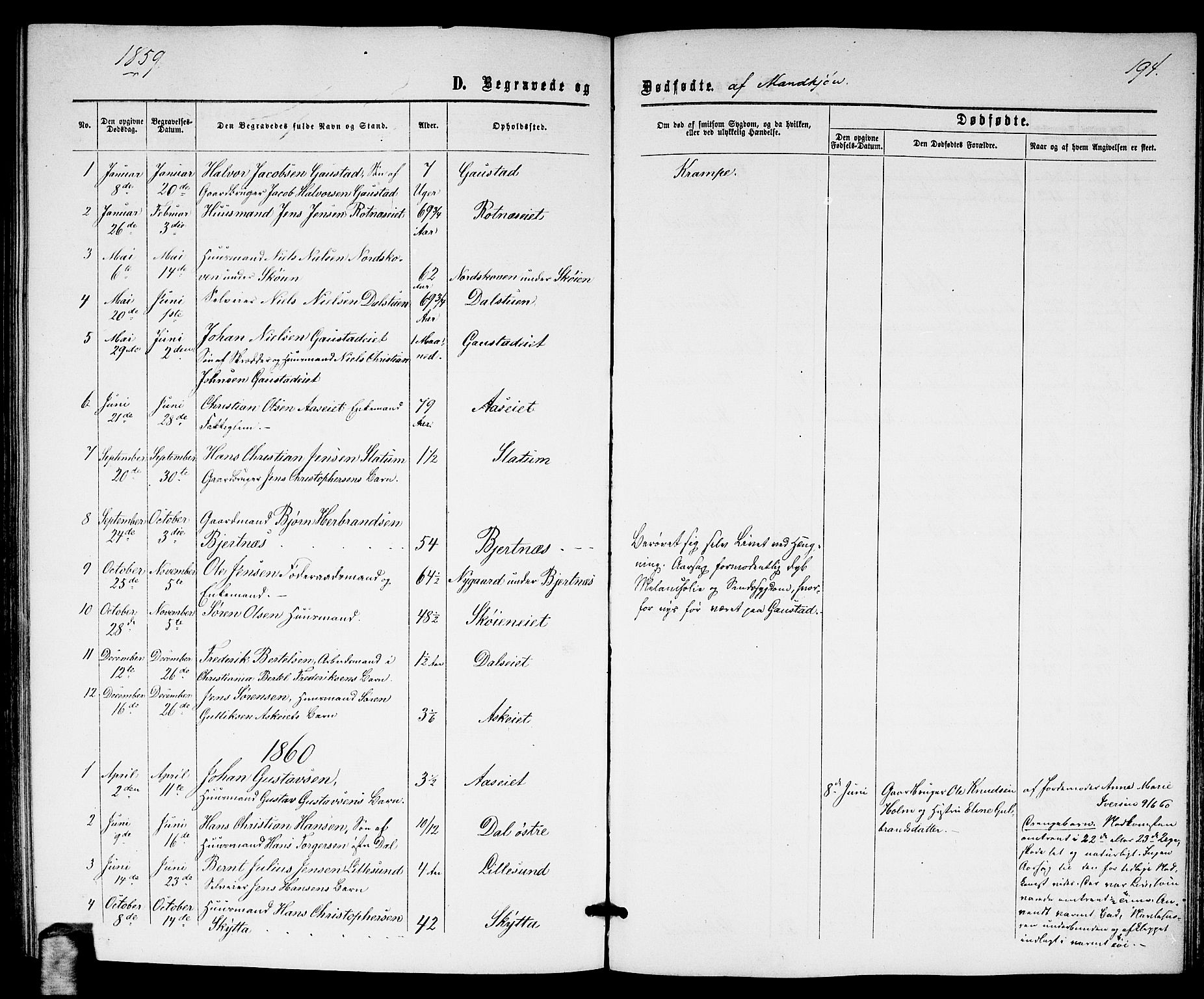 Nittedal prestekontor Kirkebøker, SAO/A-10365a/G/Ga/L0001: Parish register (copy) no. I 1, 1859-1878, p. 194