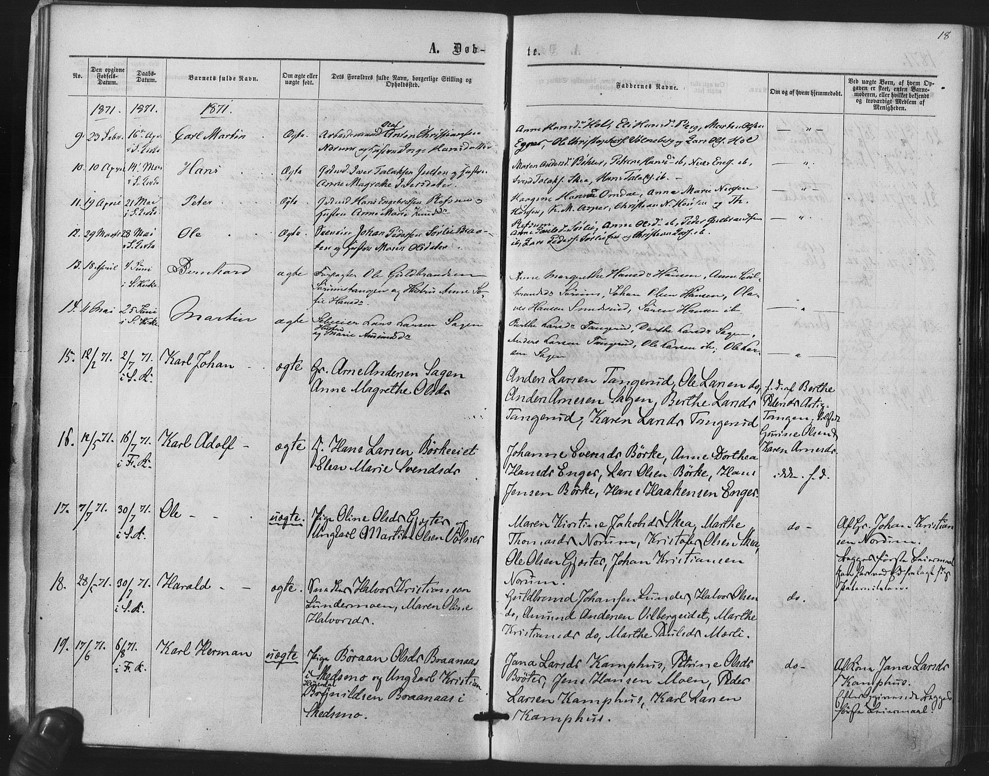 Sørum prestekontor Kirkebøker, SAO/A-10303/F/Fa/L0006: Parish register (official) no. I 6, 1864-1877, p. 18