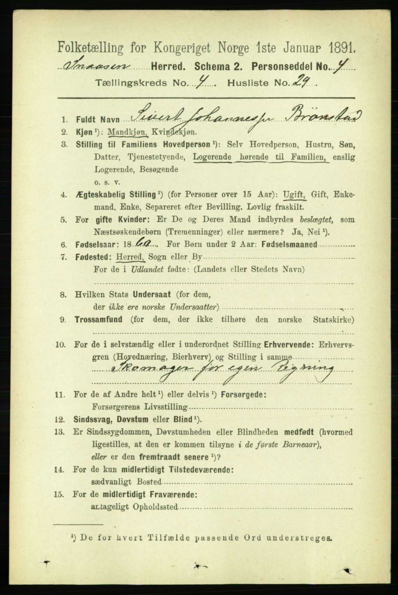 RA, 1891 census for 1736 Snåsa, 1891, p. 1266