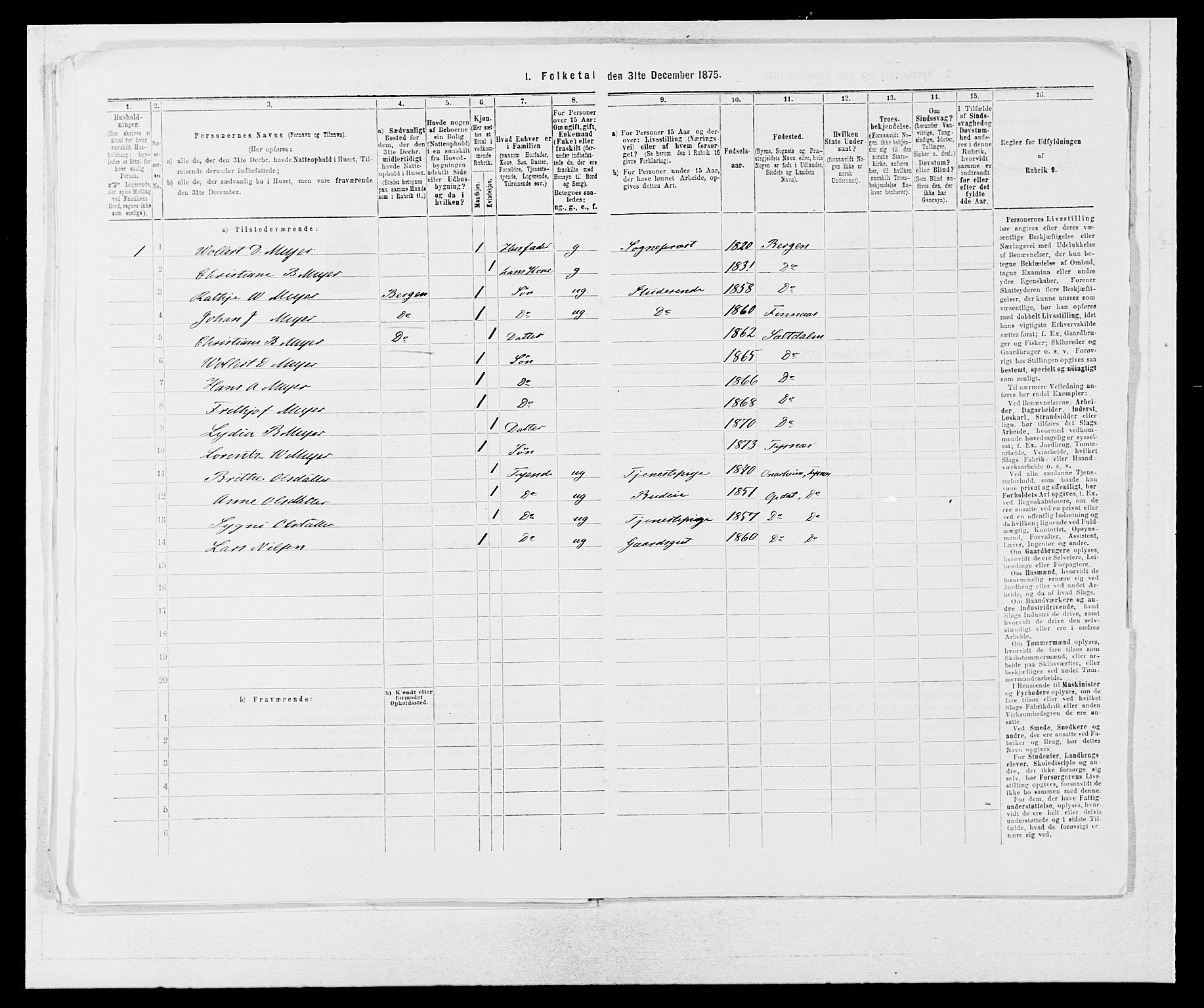 SAB, 1875 census for 1223P Tysnes, 1875, p. 908