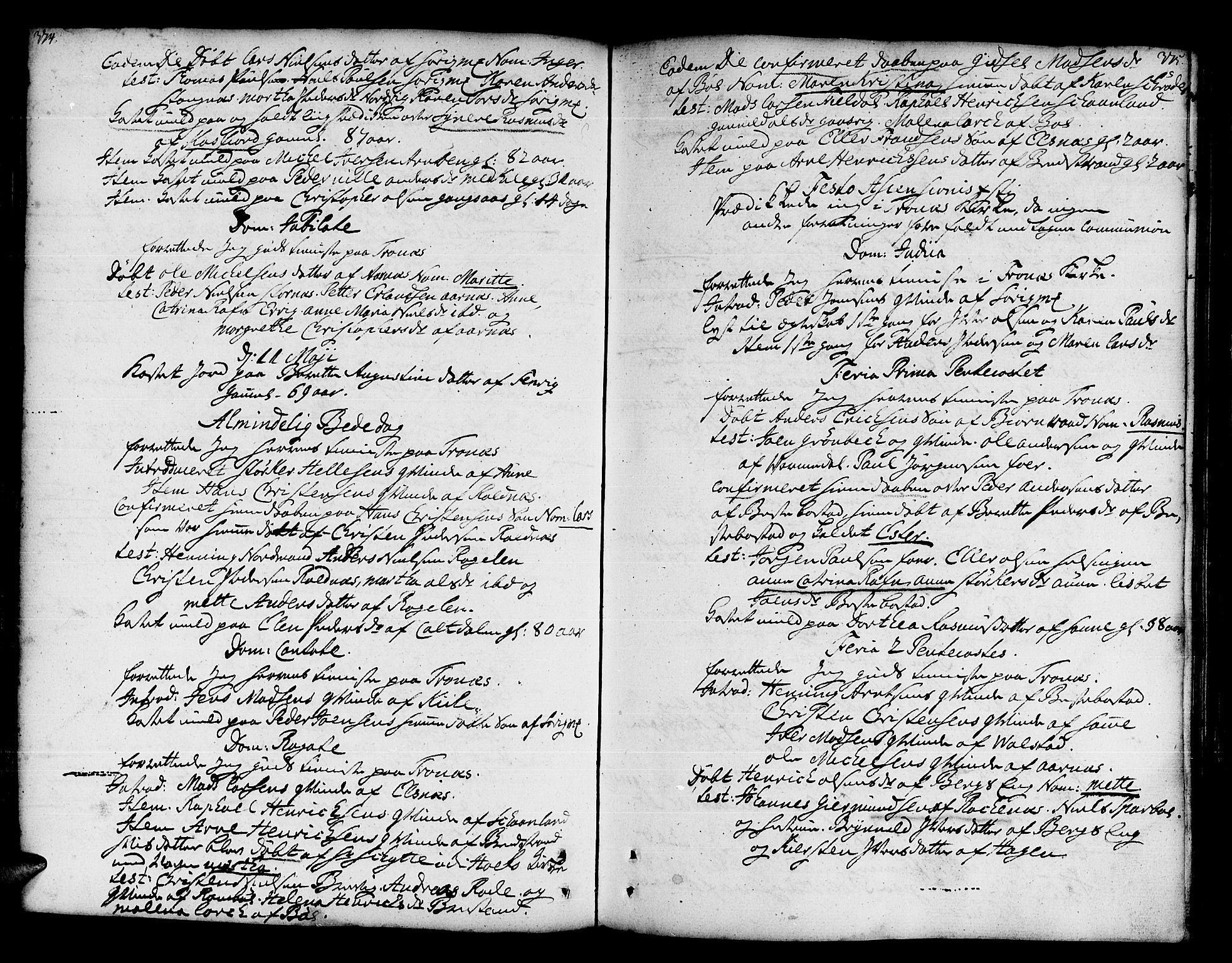 Trondenes sokneprestkontor, AV/SATØ-S-1319/H/Ha/L0002kirke: Parish register (official) no. 2, 1751-1781, p. 374-375