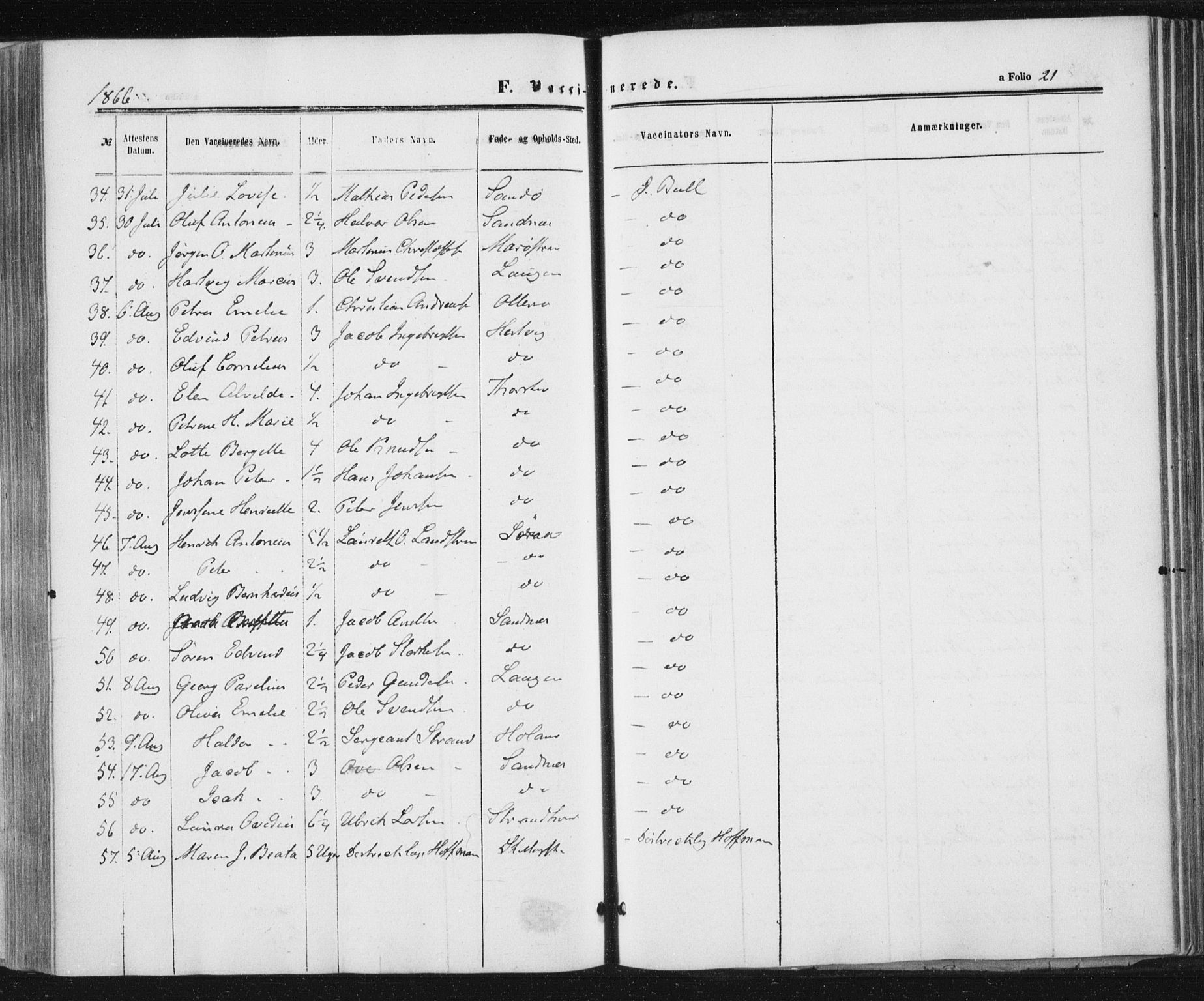 Ministerialprotokoller, klokkerbøker og fødselsregistre - Nord-Trøndelag, AV/SAT-A-1458/784/L0670: Parish register (official) no. 784A05, 1860-1876, p. 21