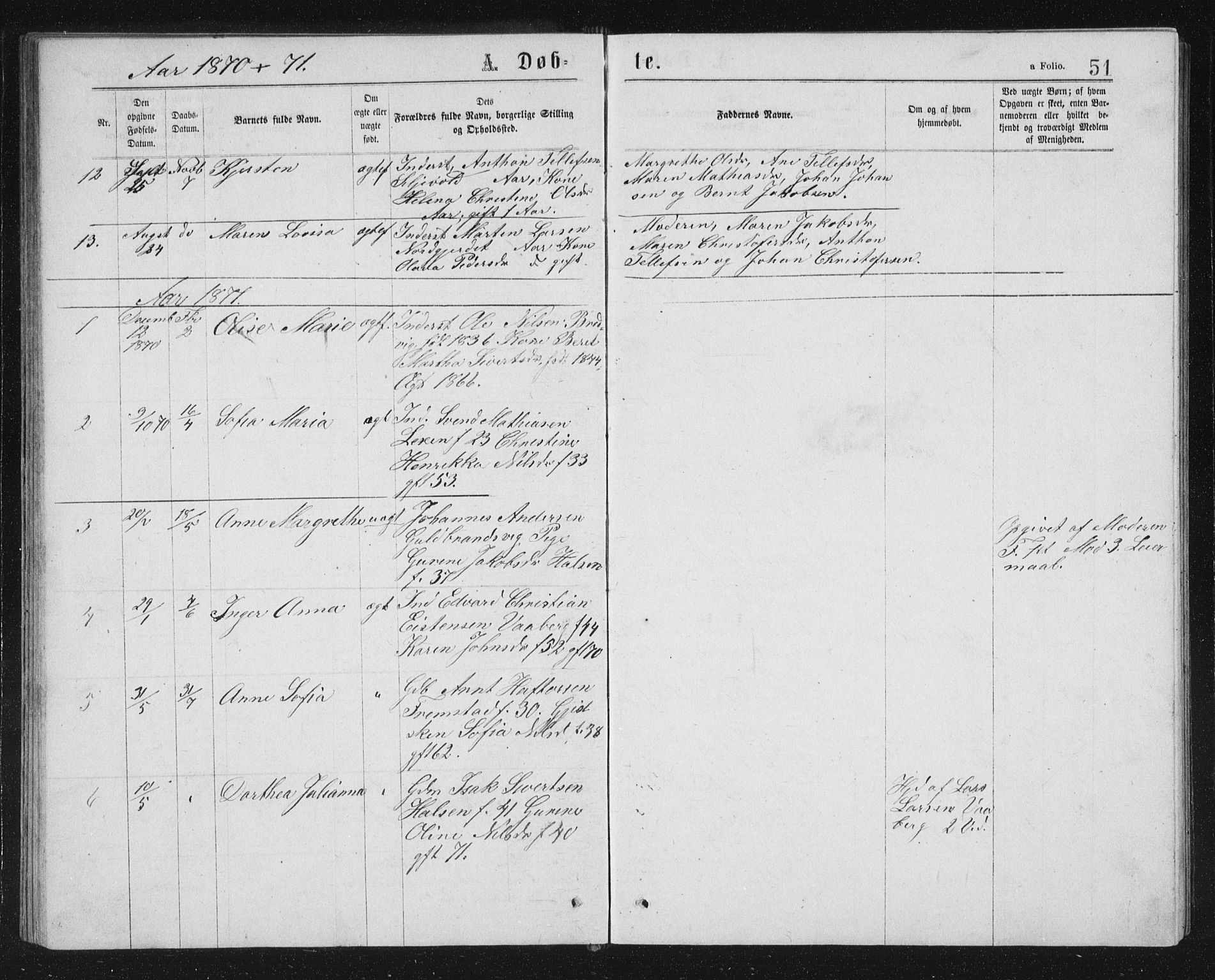 Ministerialprotokoller, klokkerbøker og fødselsregistre - Sør-Trøndelag, SAT/A-1456/662/L0756: Parish register (copy) no. 662C01, 1869-1891, p. 51