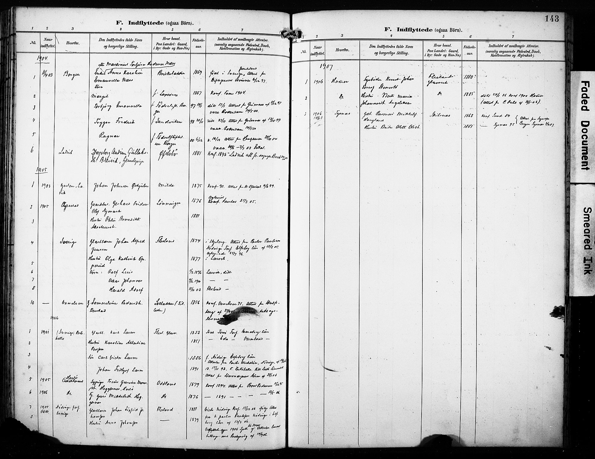 Fana Sokneprestembete, AV/SAB-A-75101/H/Haa/Haab/L0003: Parish register (official) no. B 3, 1898-1907, p. 143