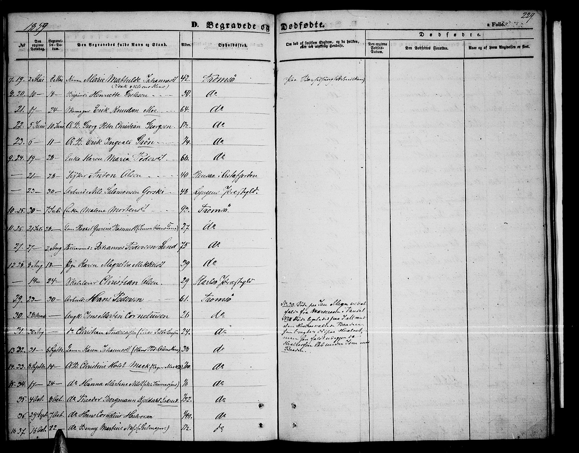 Tromsø sokneprestkontor/stiftsprosti/domprosti, AV/SATØ-S-1343/G/Gb/L0006klokker: Parish register (copy) no. 6, 1857-1866, p. 229