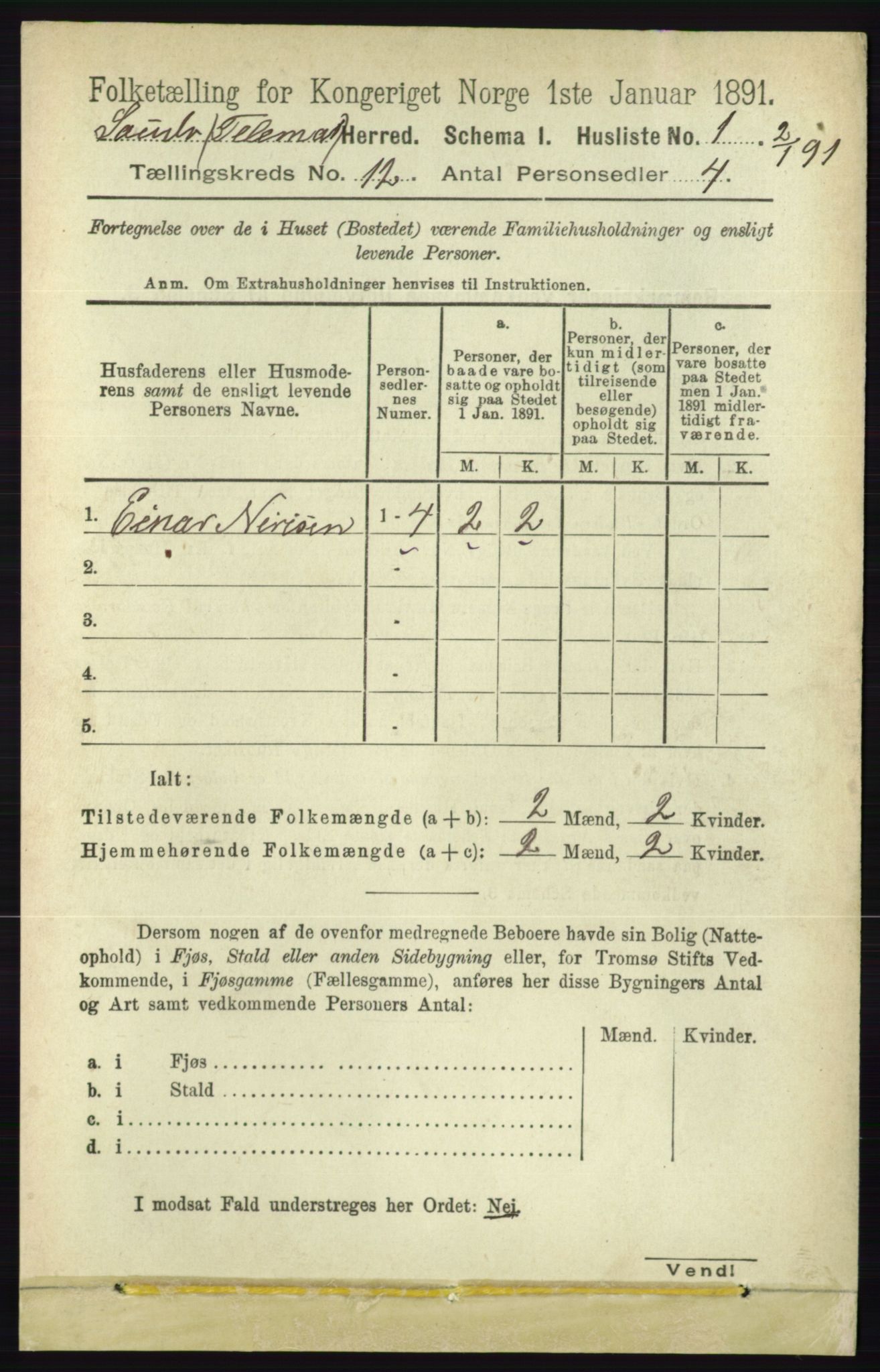 RA, 1891 census for 0822 Sauherad, 1891, p. 3565