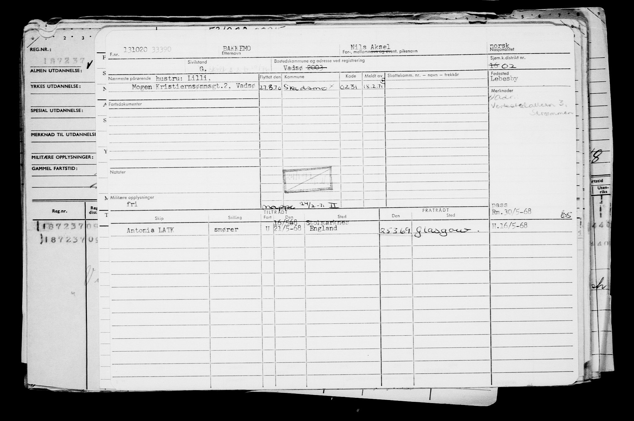 Direktoratet for sjømenn, RA/S-3545/G/Gb/L0186: Hovedkort, 1920, p. 308