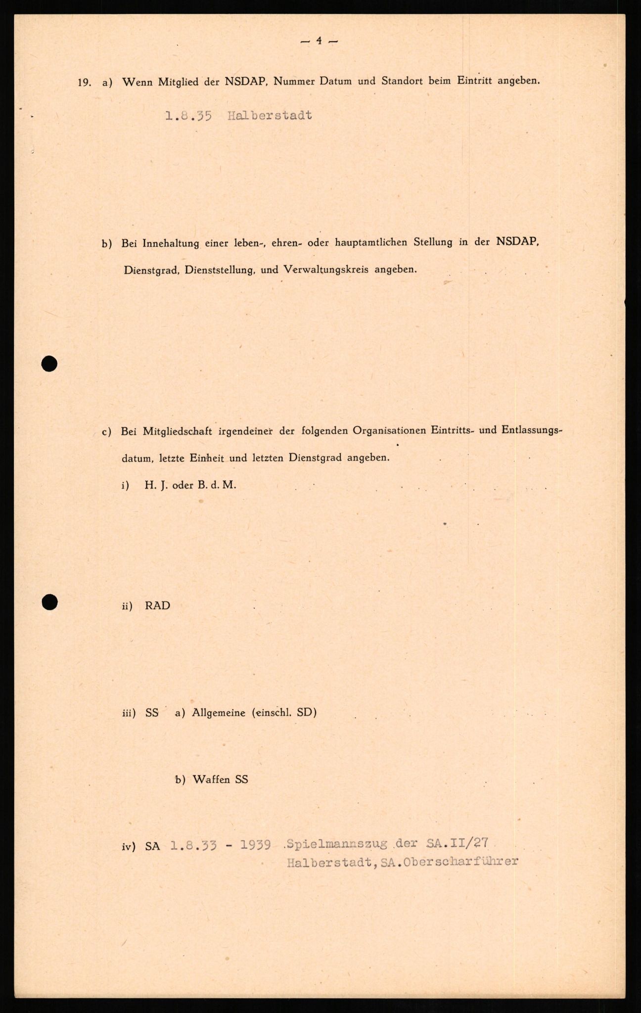 Forsvaret, Forsvarets overkommando II, AV/RA-RAFA-3915/D/Db/L0014: CI Questionaires. Tyske okkupasjonsstyrker i Norge. Tyskere., 1945-1946, p. 34