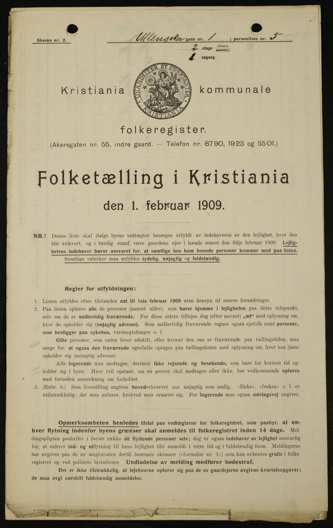 OBA, Municipal Census 1909 for Kristiania, 1909, p. 107617