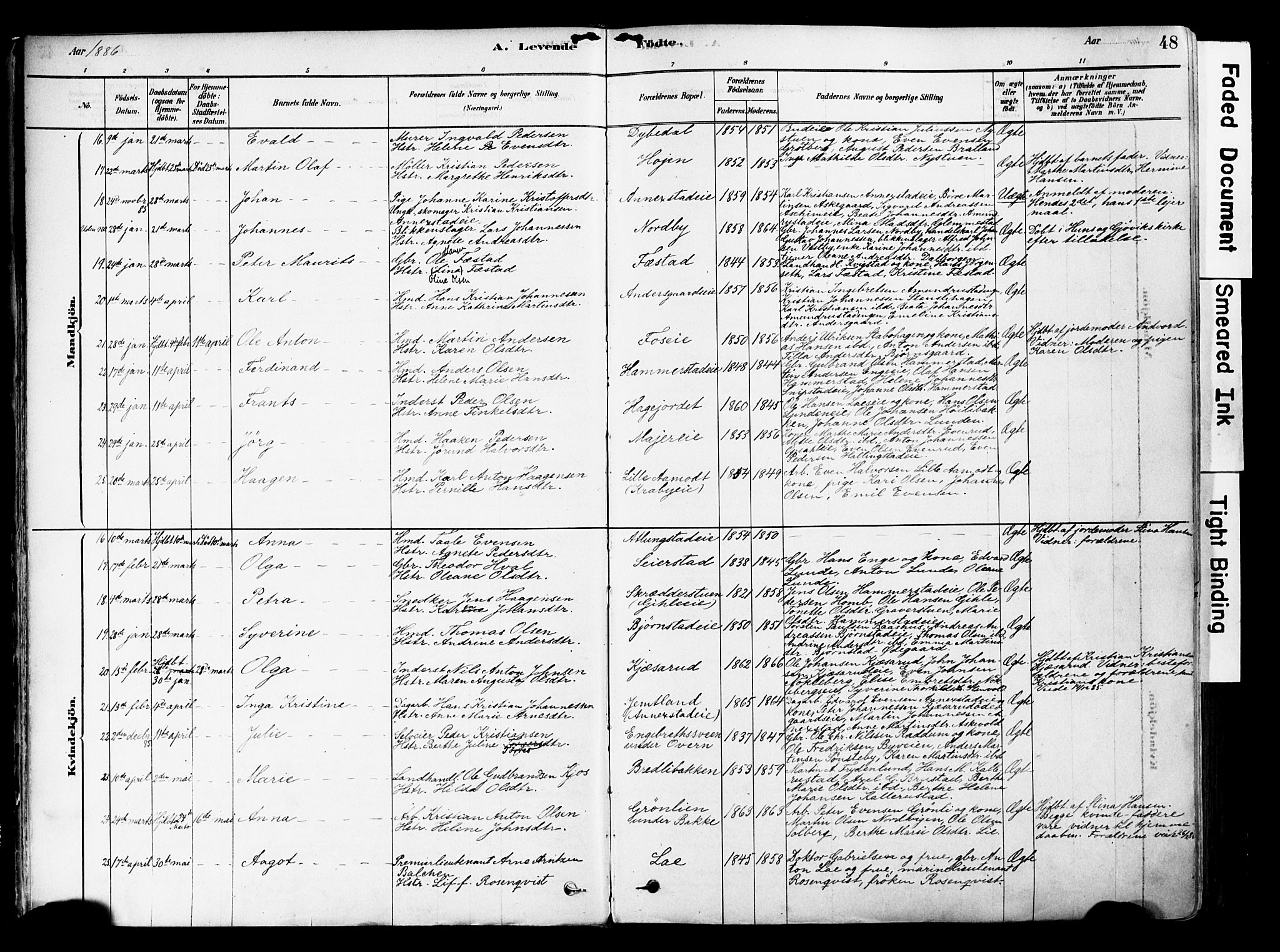 Østre Toten prestekontor, AV/SAH-PREST-104/H/Ha/Haa/L0006: Parish register (official) no. 6 /1, 1878-1896, p. 48