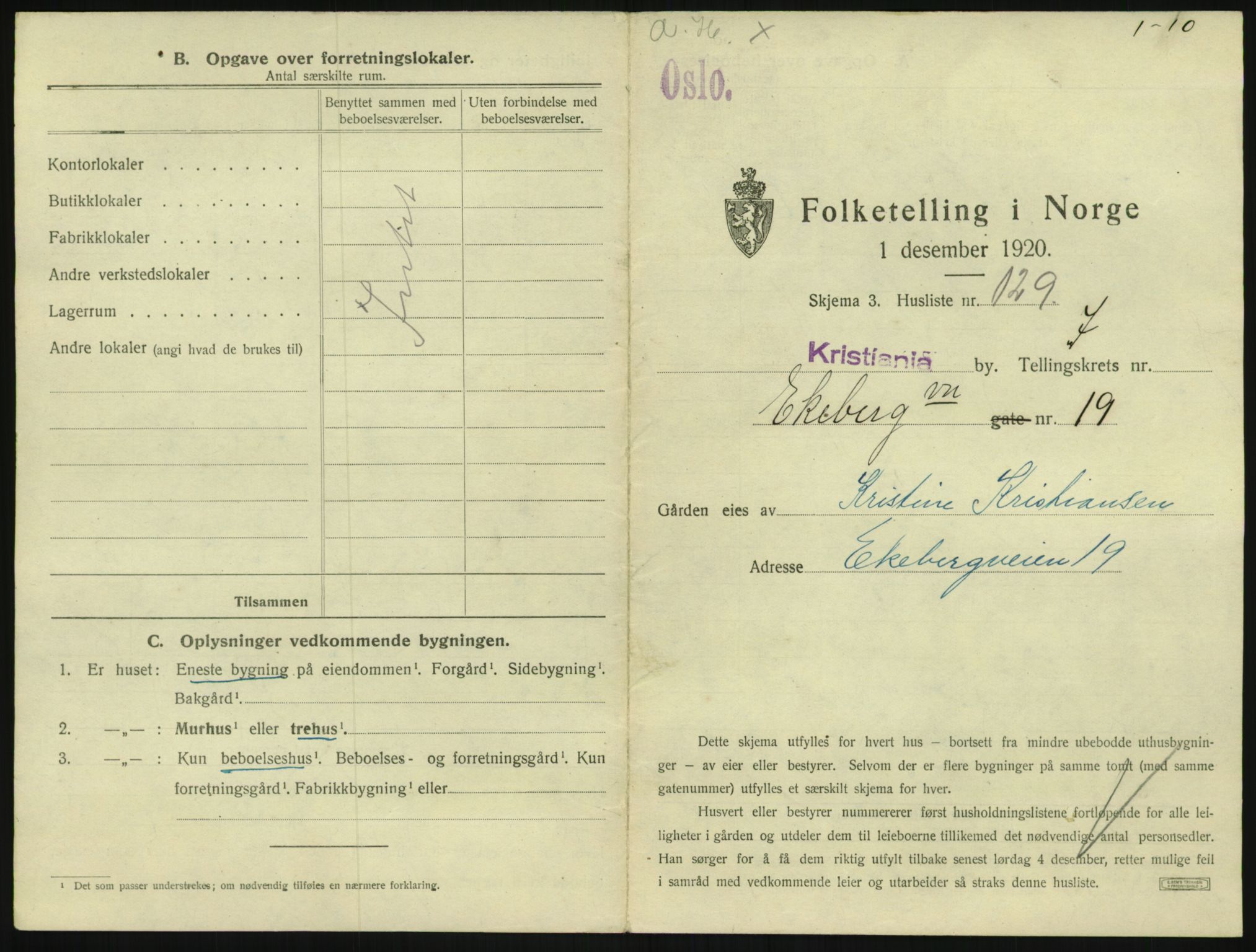 SAO, 1920 census for Kristiania, 1920, p. 19288