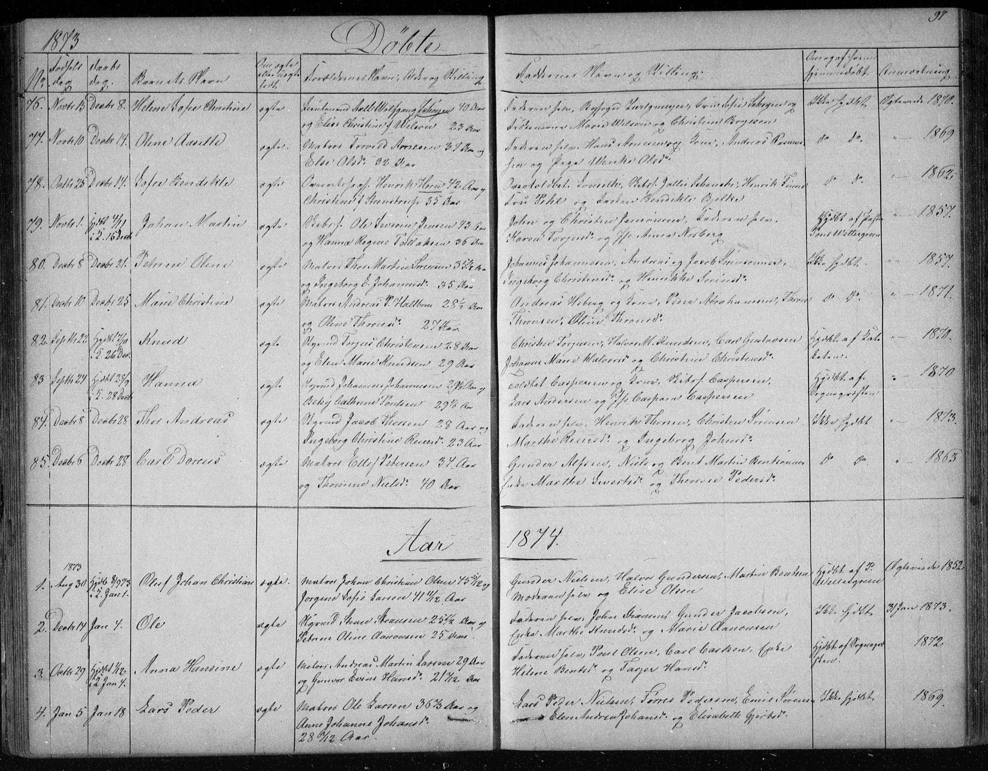 Risør sokneprestkontor, AV/SAK-1111-0035/F/Fb/L0006: Parish register (copy) no. B 6, 1850-1884, p. 97