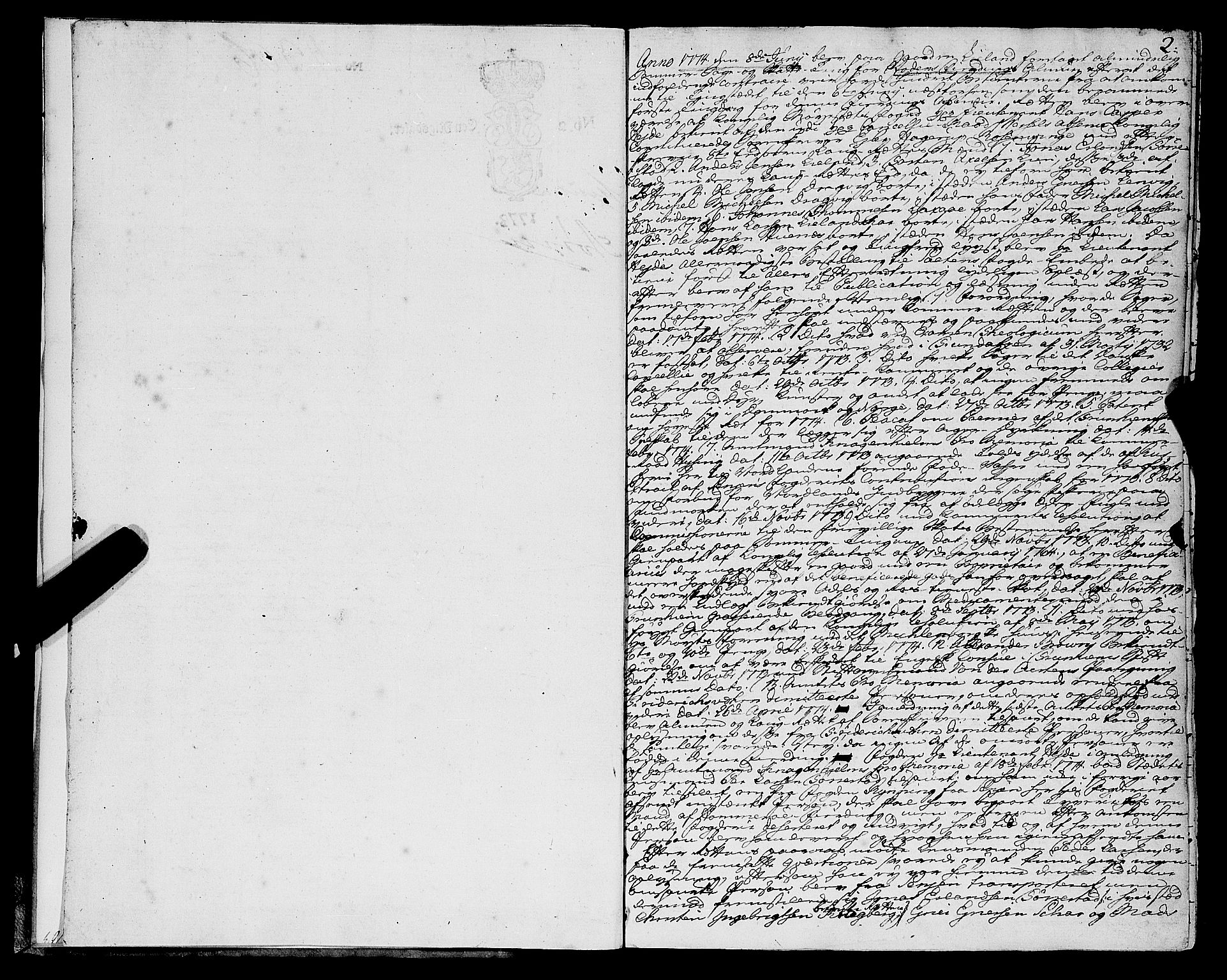 Salten sorenskriveri, SAT/A-4578/1/1/1A/L0014: Tingbok, 1774-1781, p. 1b-2a
