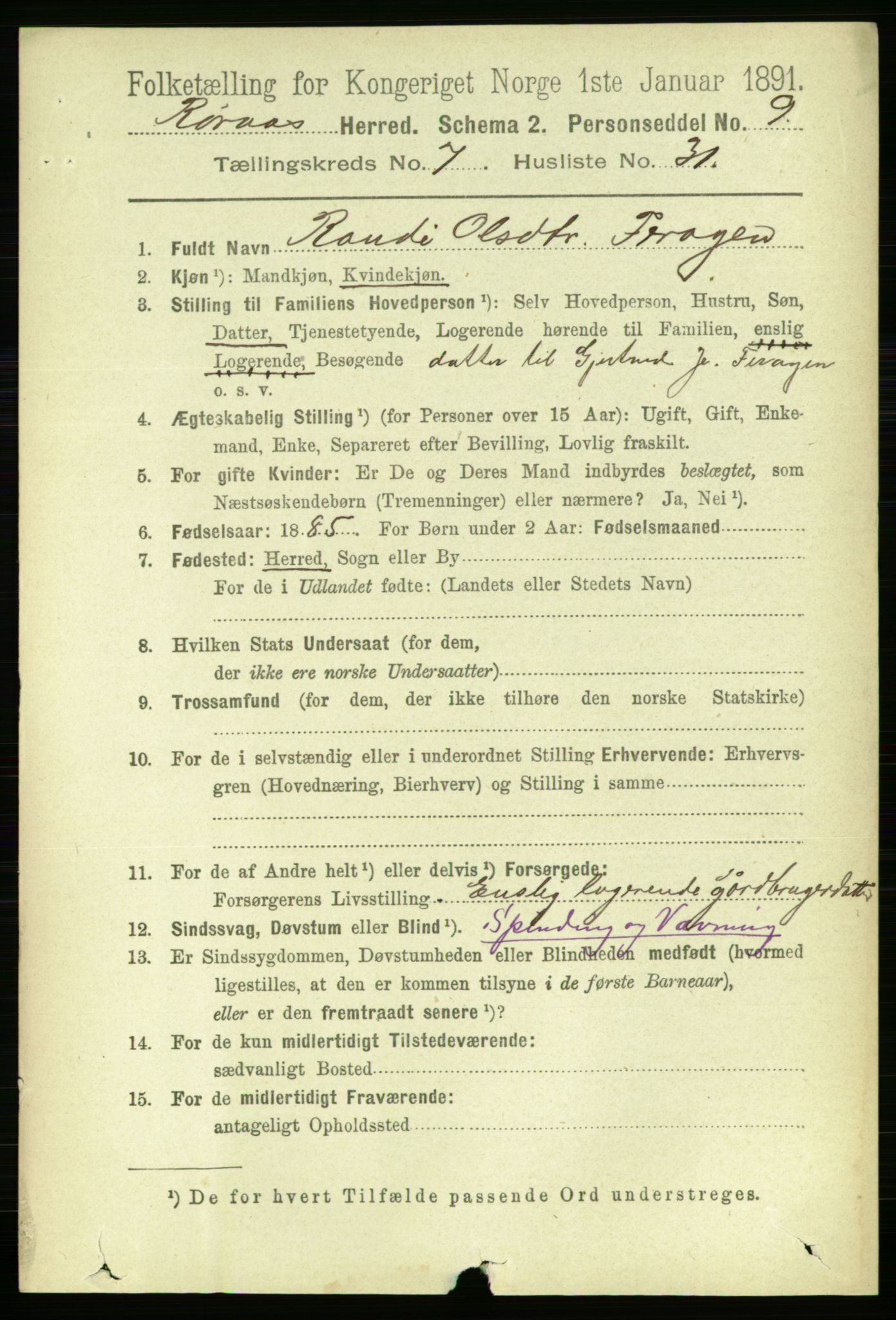 RA, 1891 census for 1640 Røros, 1891, p. 1574