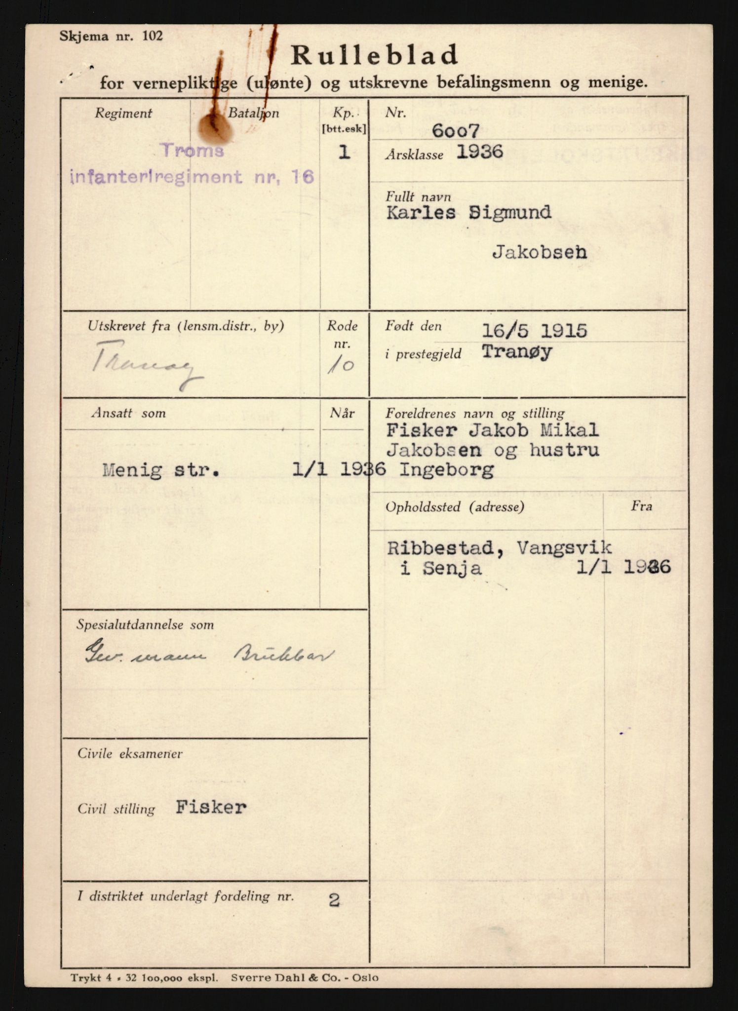 Forsvaret, Troms infanteriregiment nr. 16, AV/RA-RAFA-3146/P/Pa/L0020: Rulleblad for regimentets menige mannskaper, årsklasse 1936, 1936, p. 541